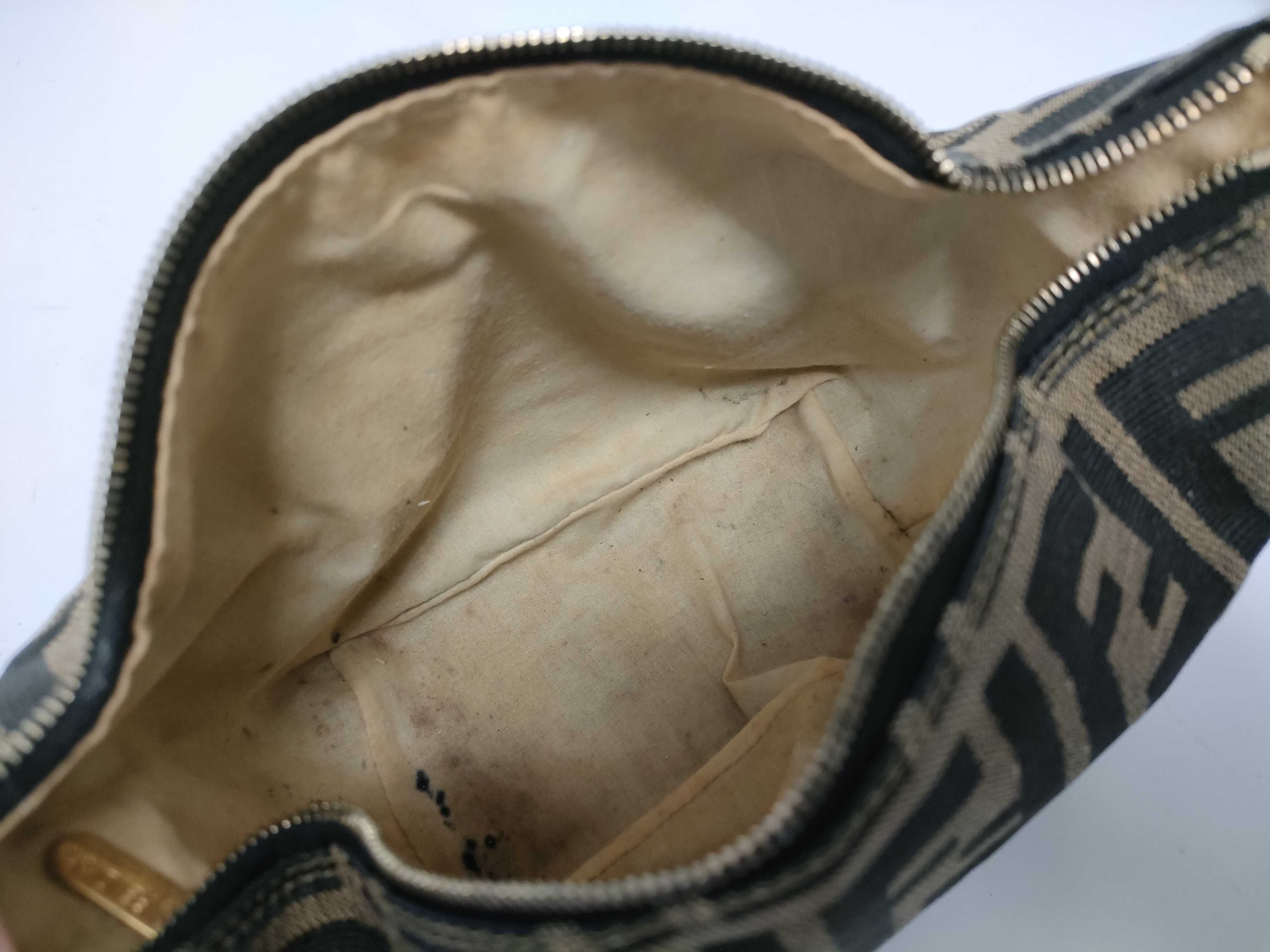 Zucca pattern Fendi pouch vanity bag Zucca canvas leather khaki pouch — view 10