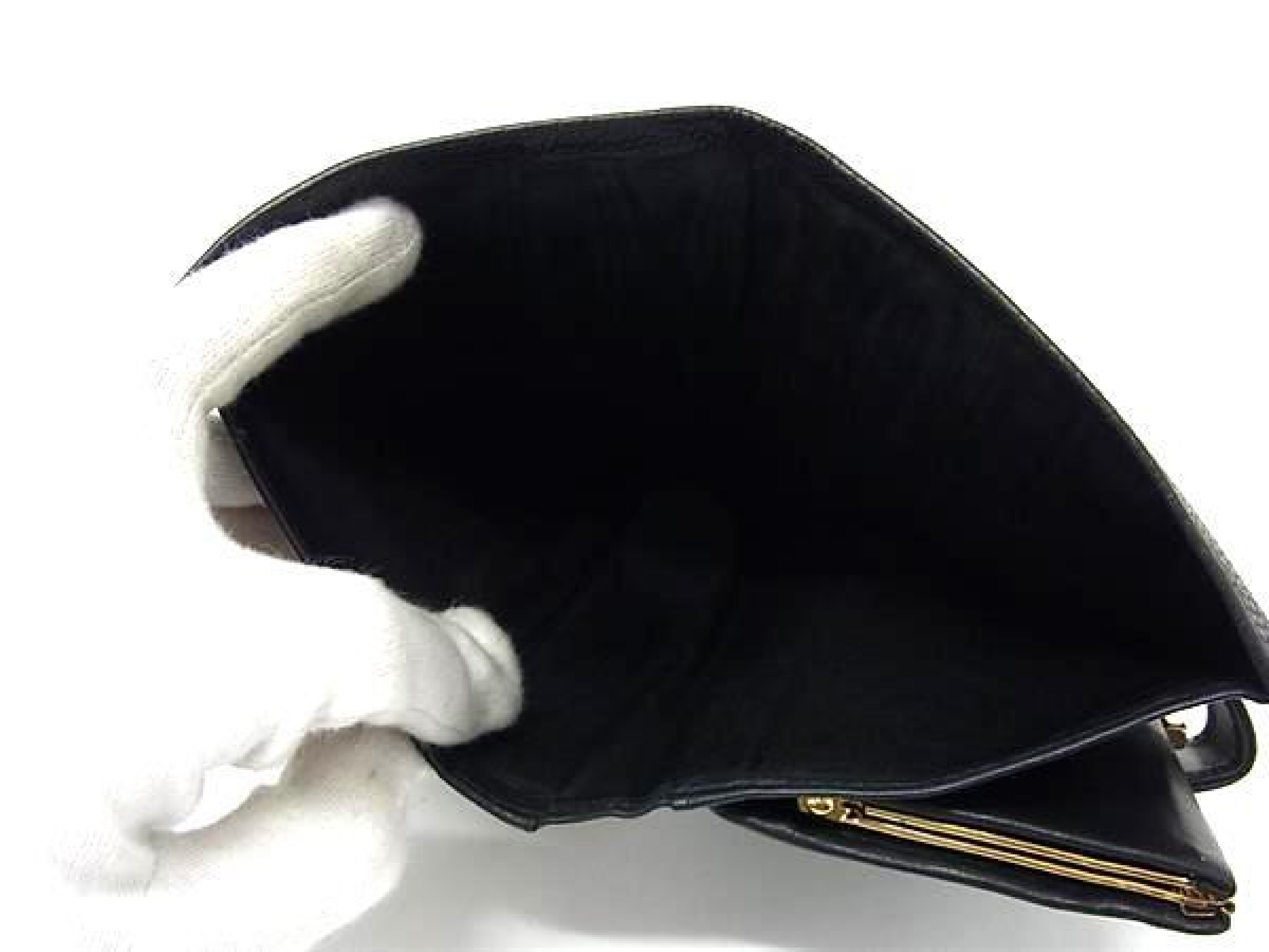 Coco Mark Caviar Skin Bi-fold Long Wallet, Billfold, Coin Purse, Card Slots, Women's, Black, HB3777 — view 4