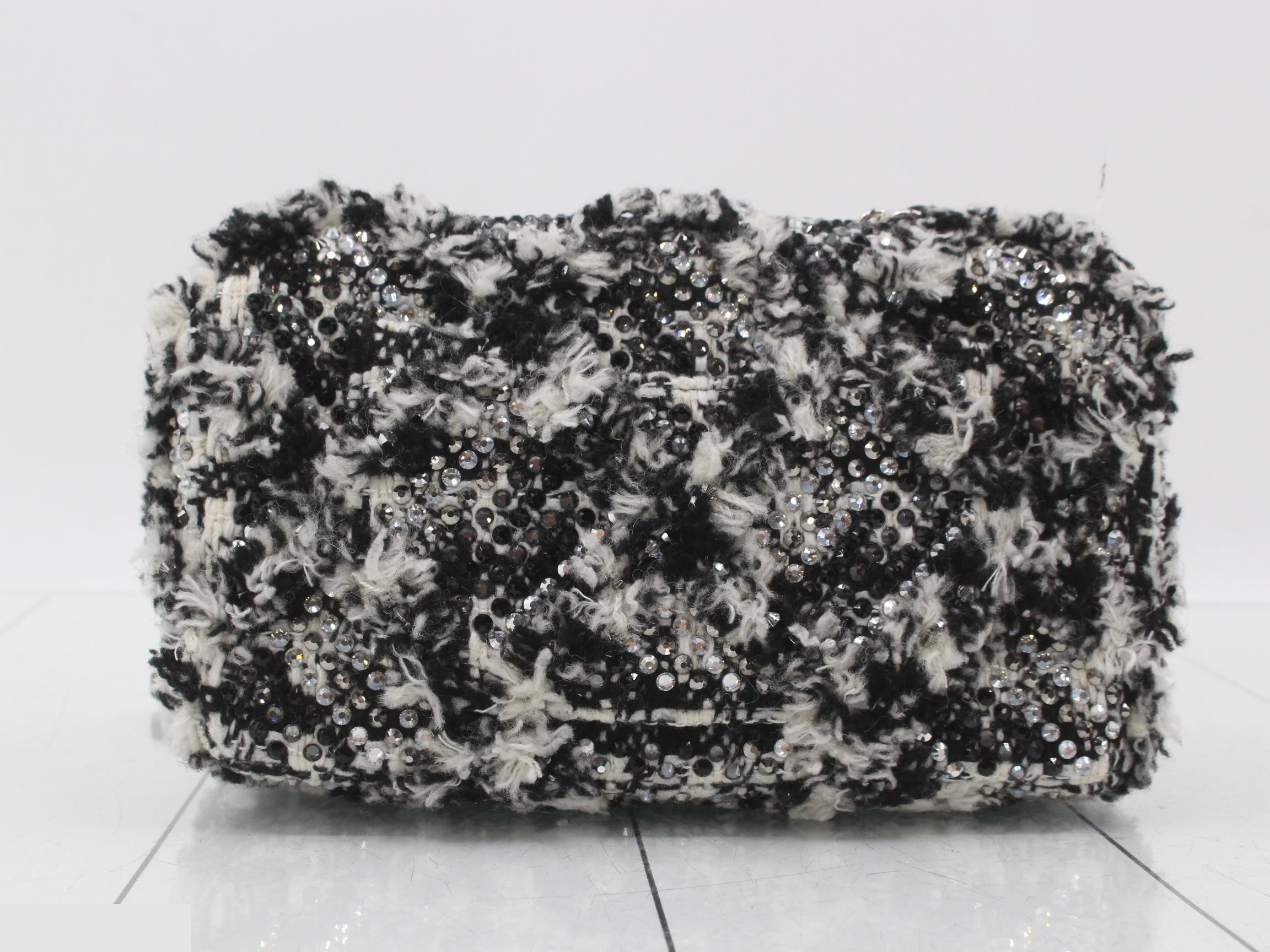 Tweed rhinestone chain shoulder bag — view 2