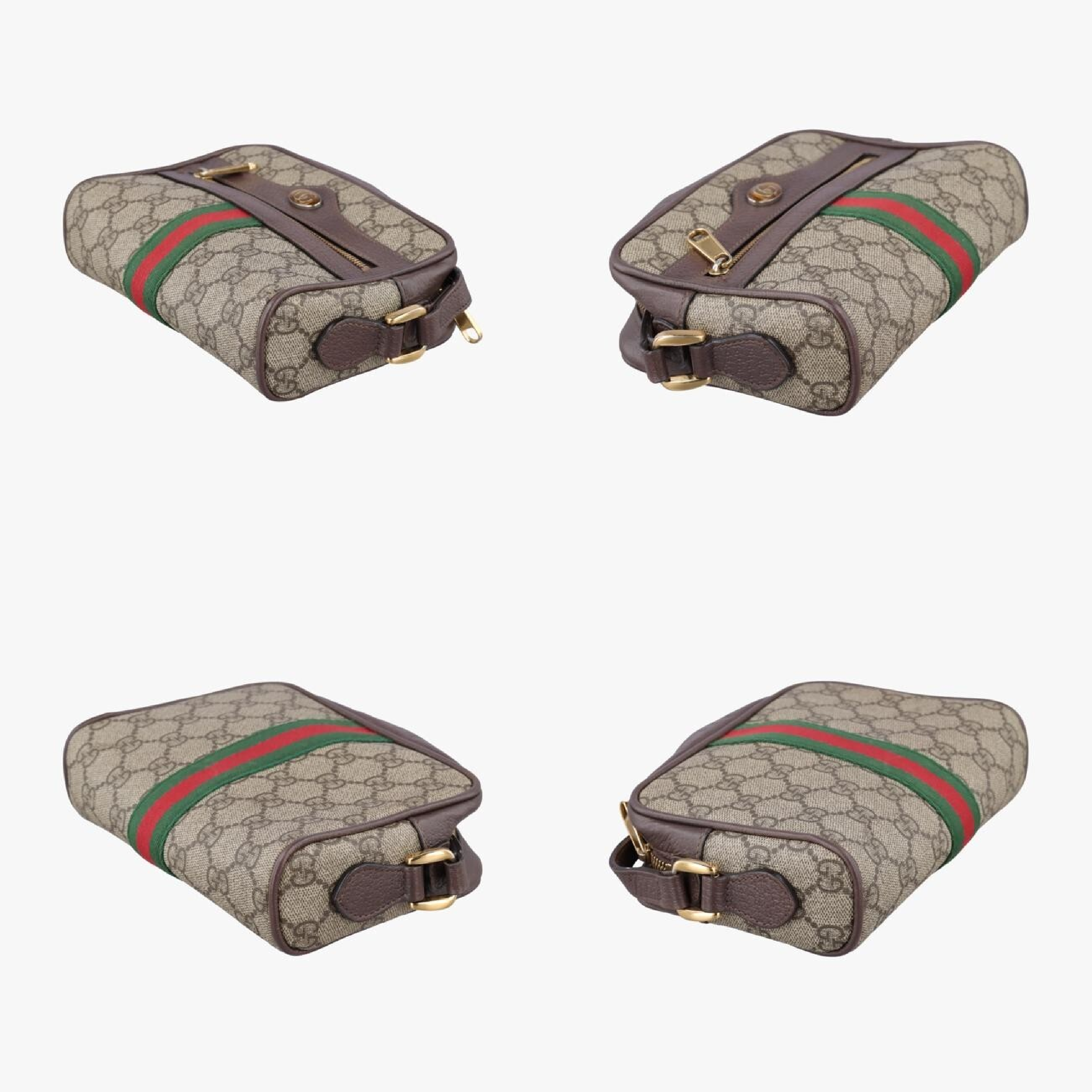 Ophidia Shoulder Bag, Brown x Red x Green, PVC Coated Canvas x Leather, 517350 — view 4