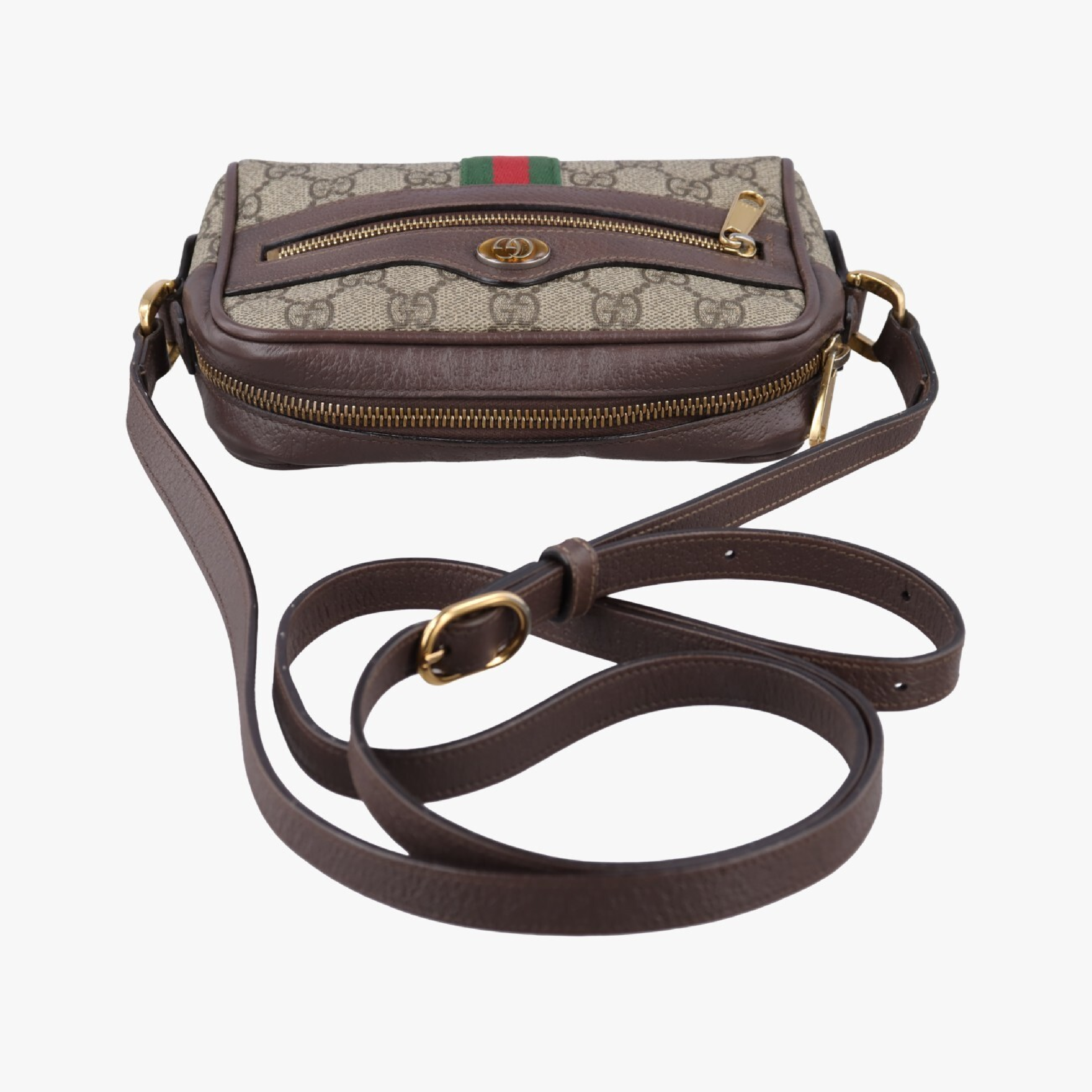 Ophidia Shoulder Bag, Brown x Red x Green, PVC Coated Canvas x Leather, 517350 — view 5
