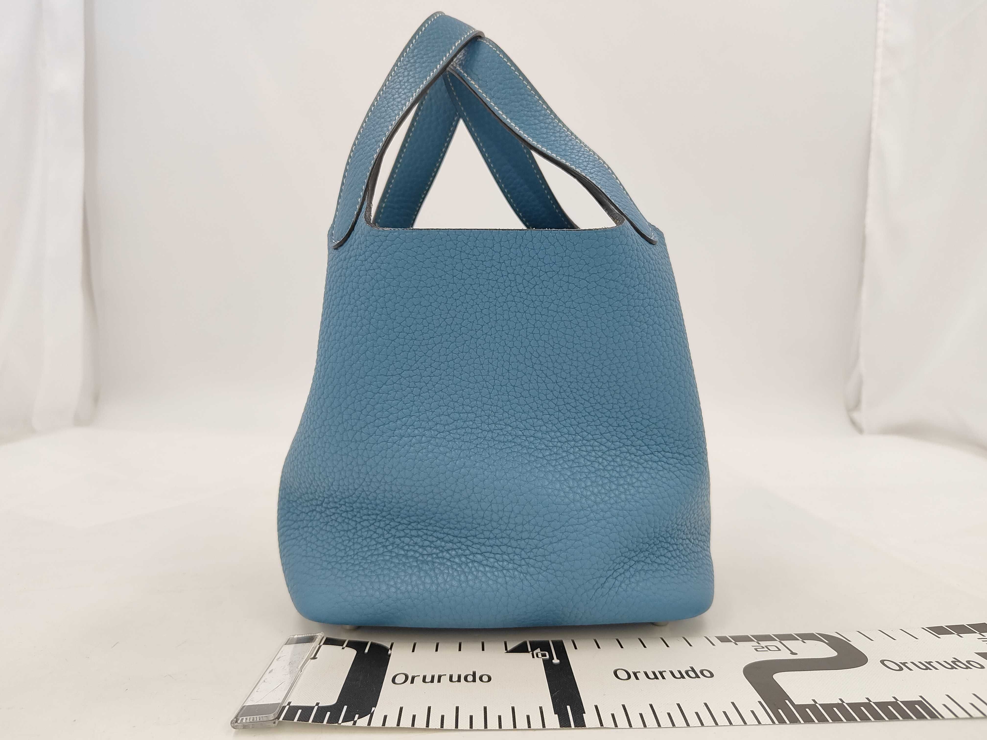 Picotin Lock PM Blue Stamped T Handbag — view 2