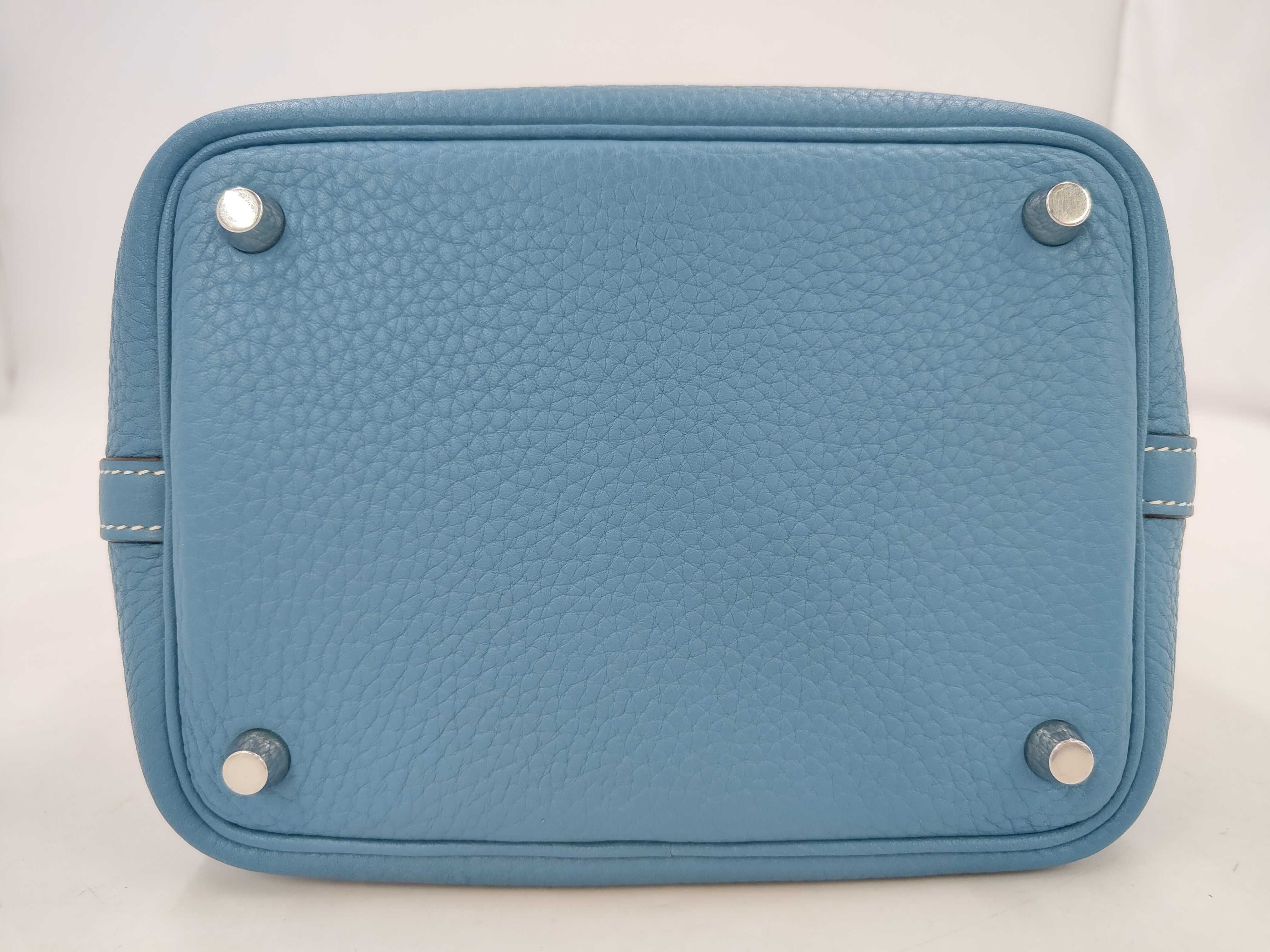 Picotin Lock PM Blue Stamped T Handbag — view 3