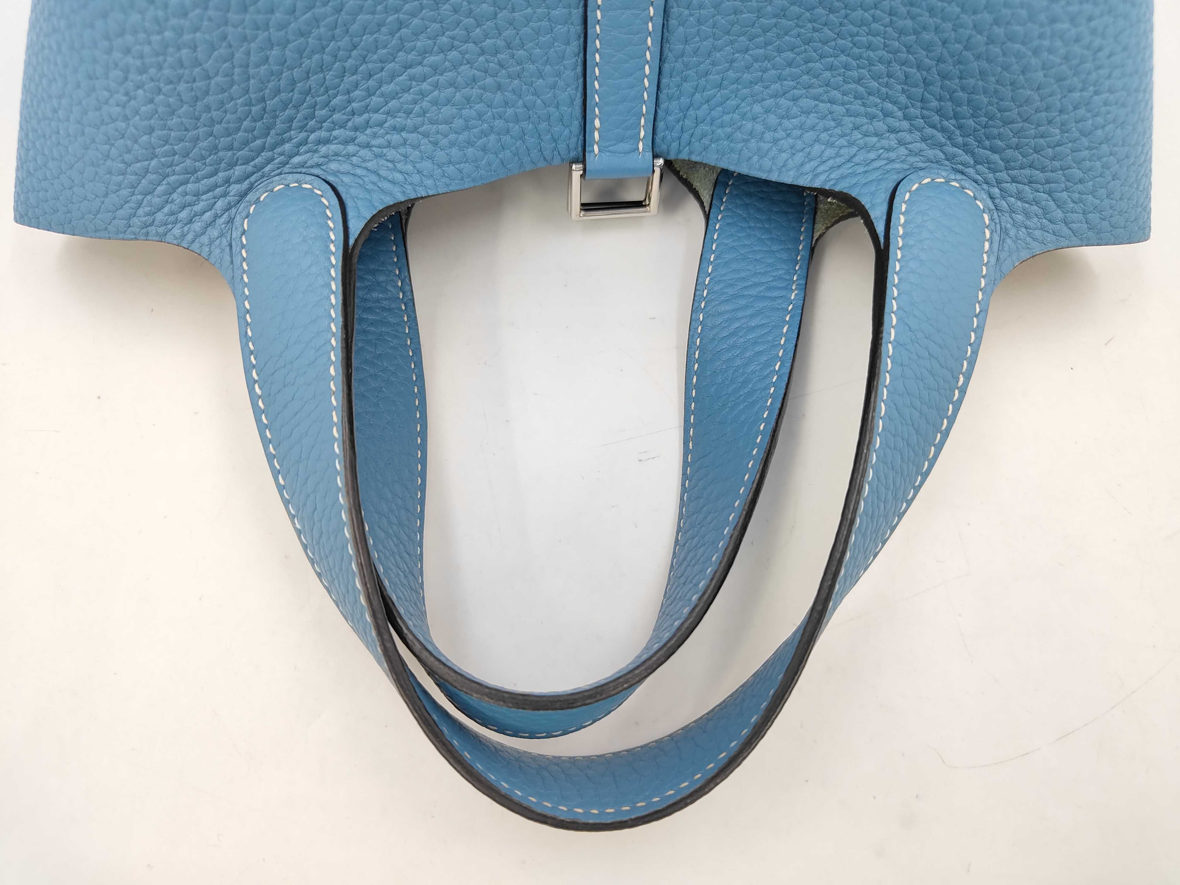 Picotin Lock PM Blue Stamped T Handbag — view 4