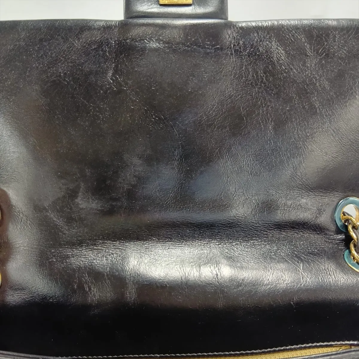 Matelassé Vintage Calf Single Flap Double Chain Bag, Black x Gold, Gold Hardware, 21402215, Serial Number 21 — view 14