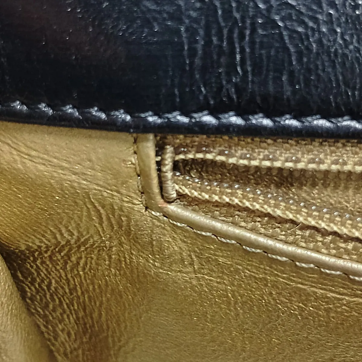 Matelassé Vintage Calf Single Flap Double Chain Bag, Black x Gold, Gold Hardware, 21402215, Serial Number 21 — view 15