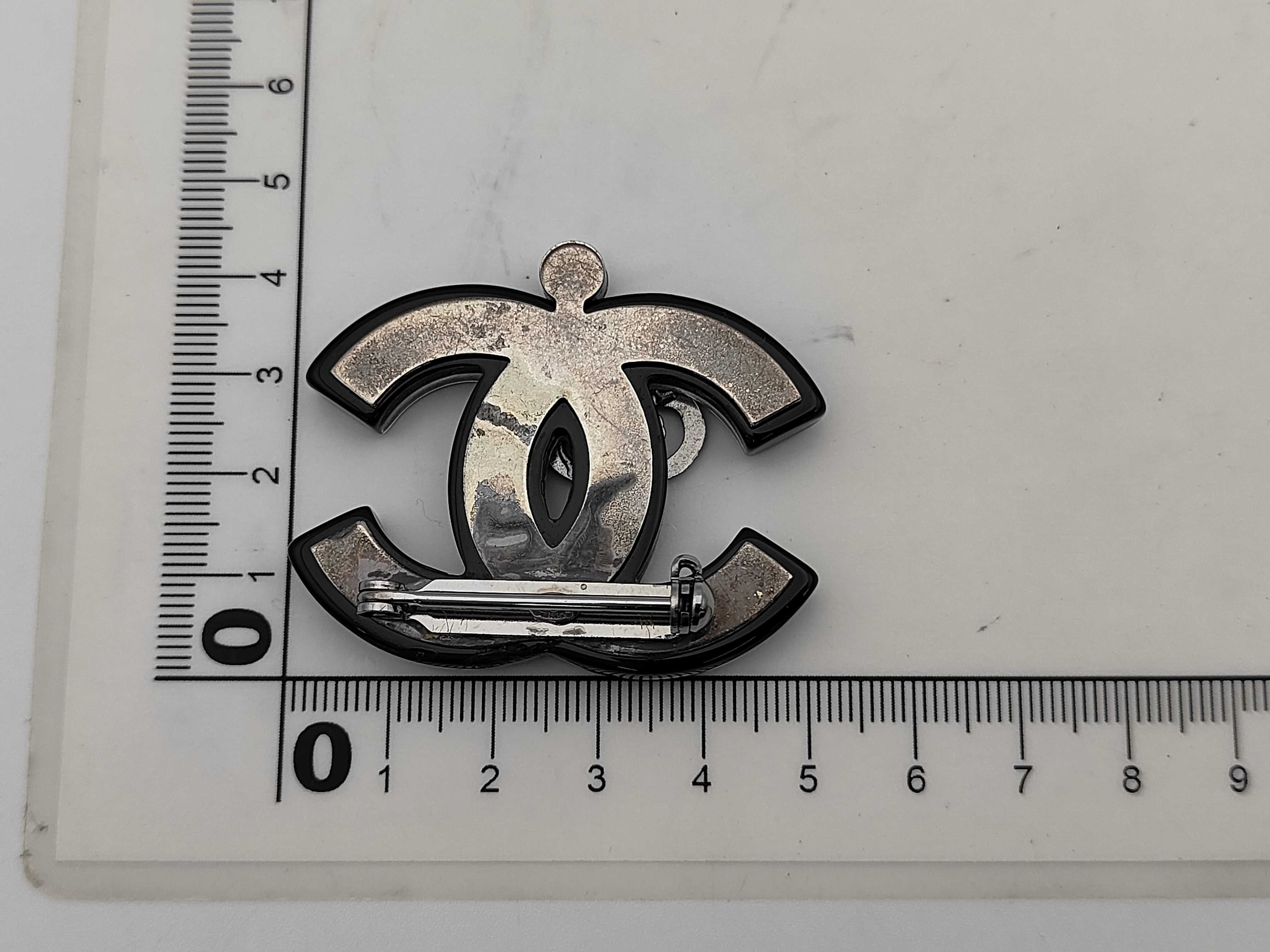 Camellia Brooch, Rhinestone, Python, Black Brooch — view 6