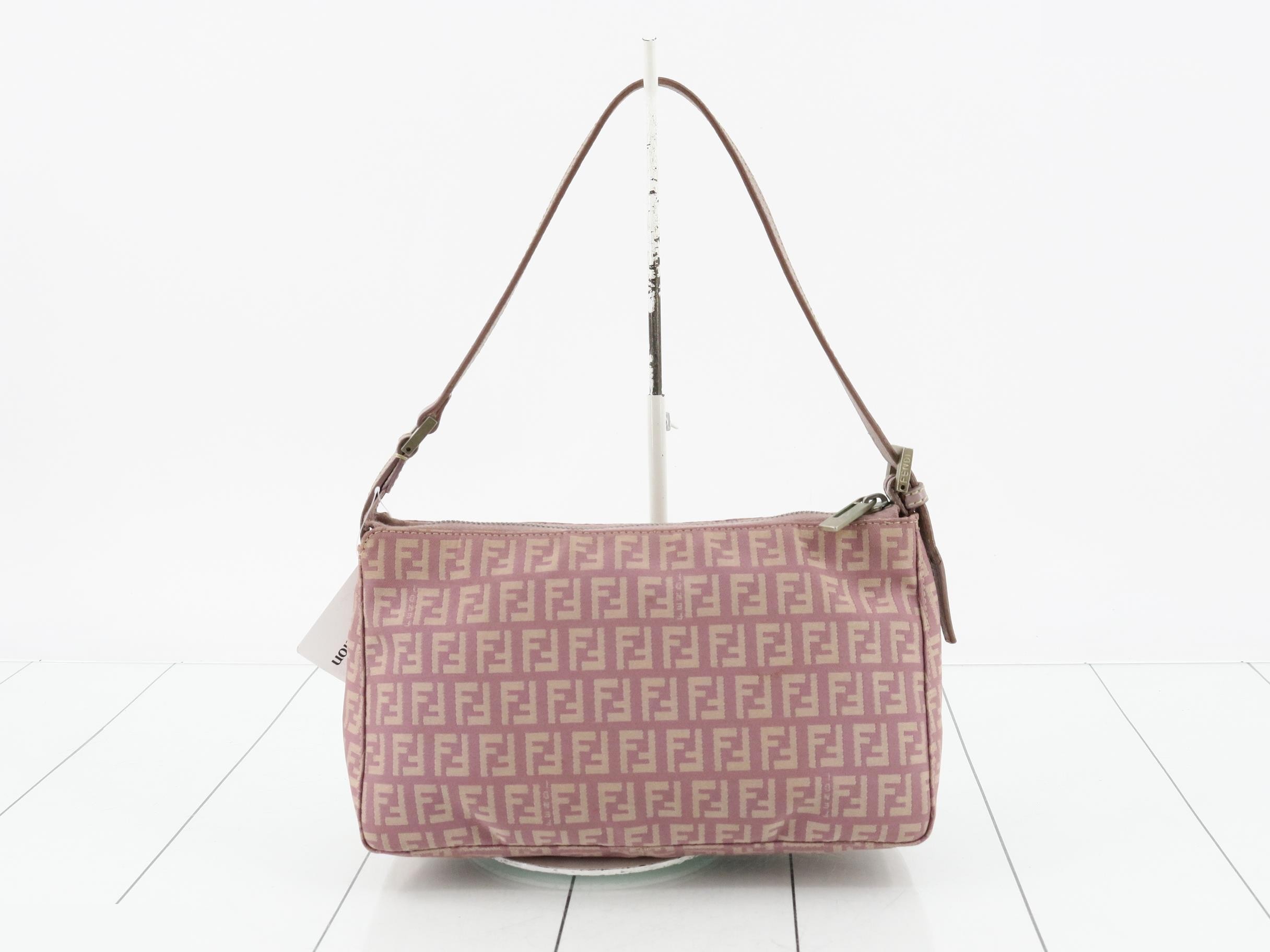 Zucchino Shoulder Bag, Canvas/Leather, Purple — view 2
