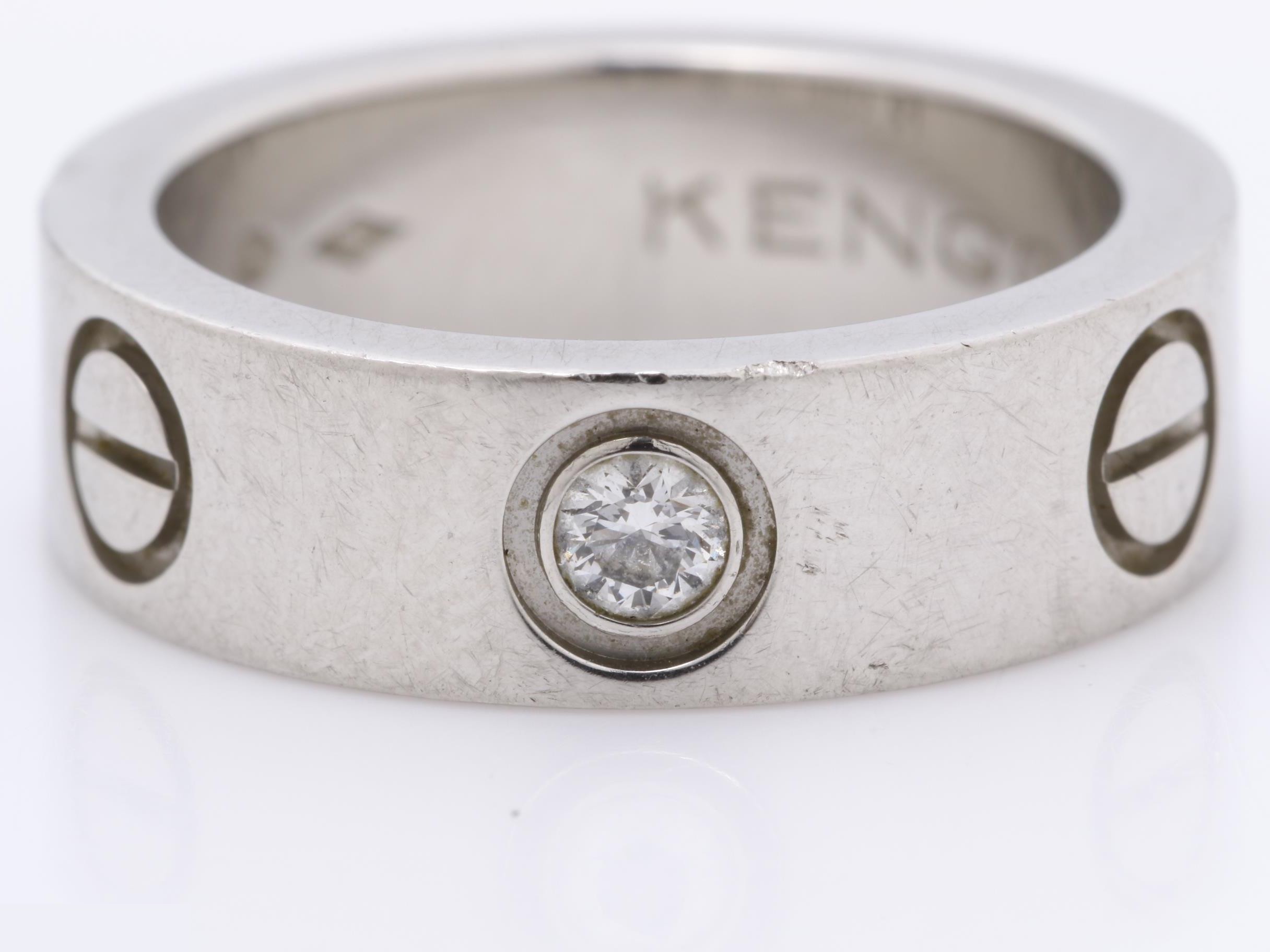 PT950 Love Ring, Size #47, NT3323, 11.2g, 1P Diamond — view 2