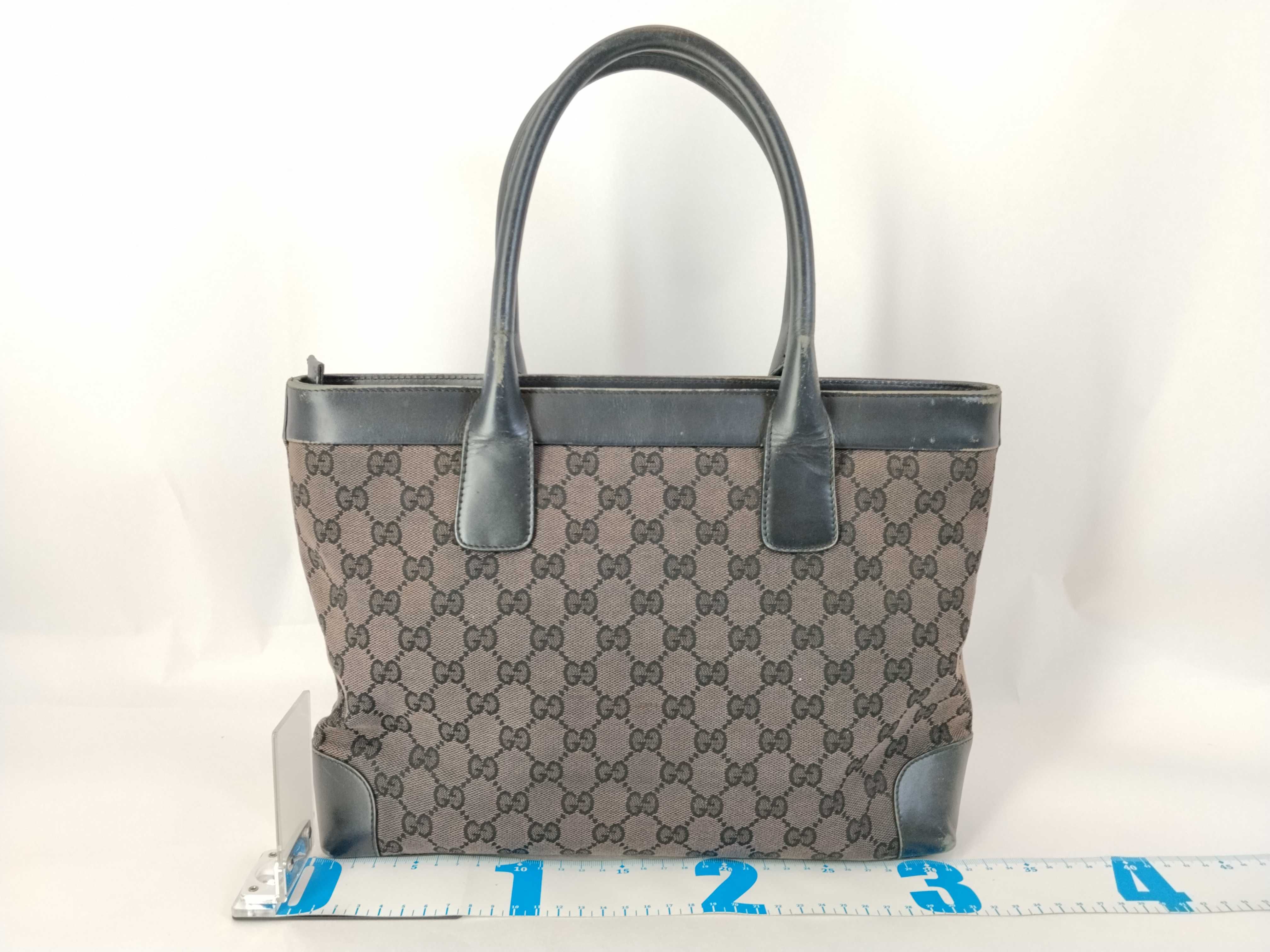 GG Canvas A. Gucci Tote Bag GG Canvas Leather Black Tote Bag — view 2