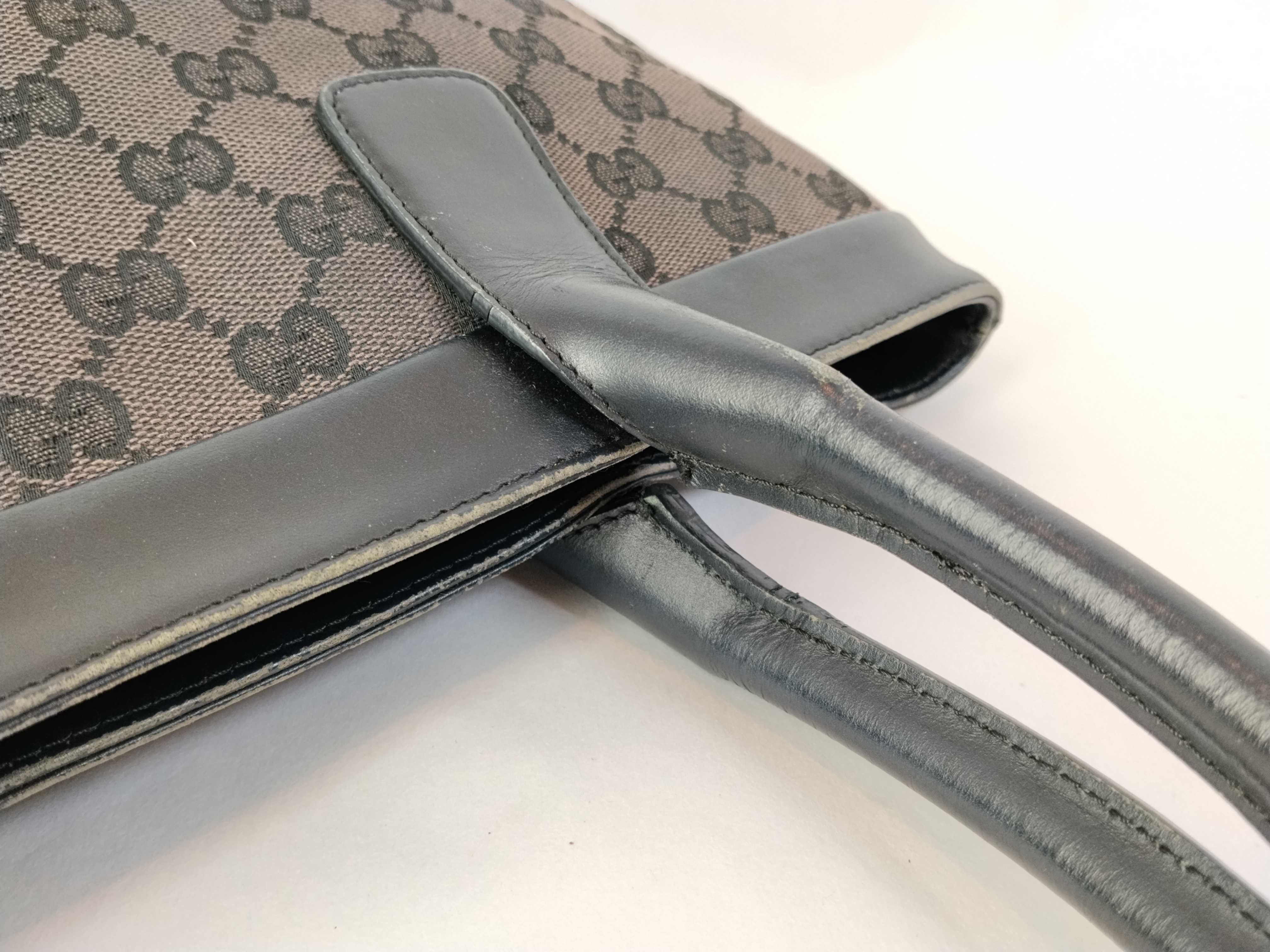 GG Canvas A. Gucci Tote Bag GG Canvas Leather Black Tote Bag — view 5