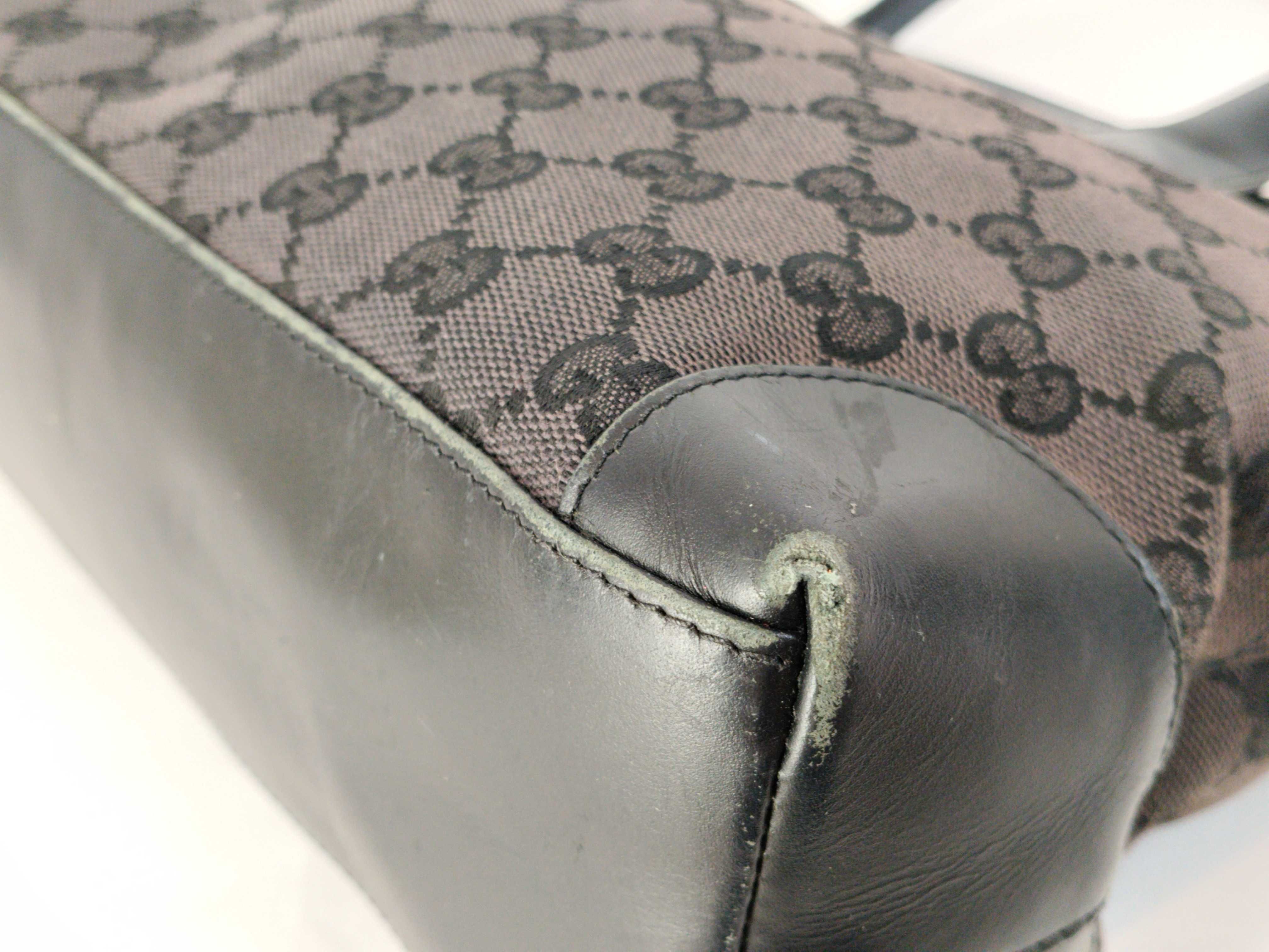 GG Canvas A. Gucci Tote Bag GG Canvas Leather Black Tote Bag — view 6