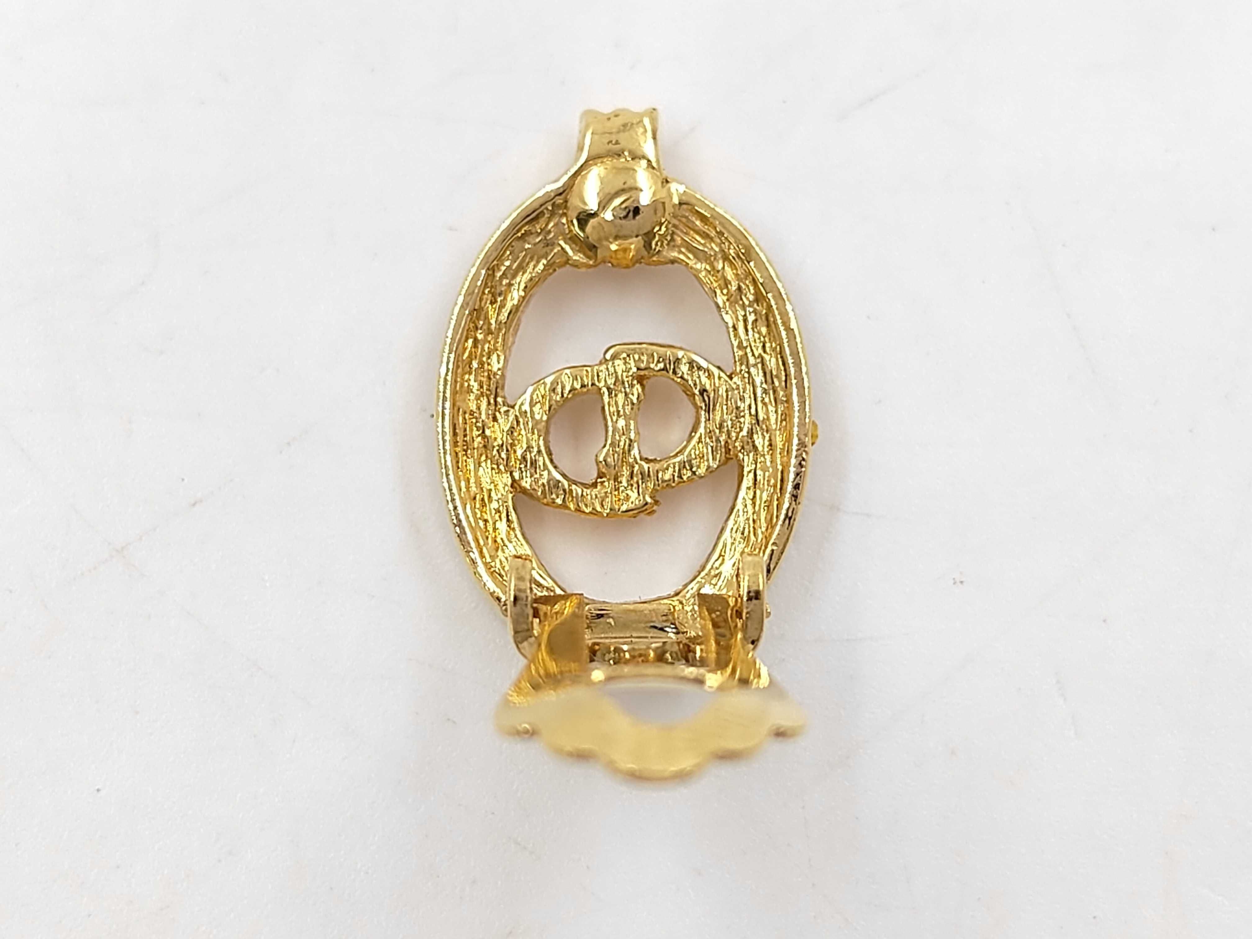 Oval CD Stone Gold YG Earrings — view 4