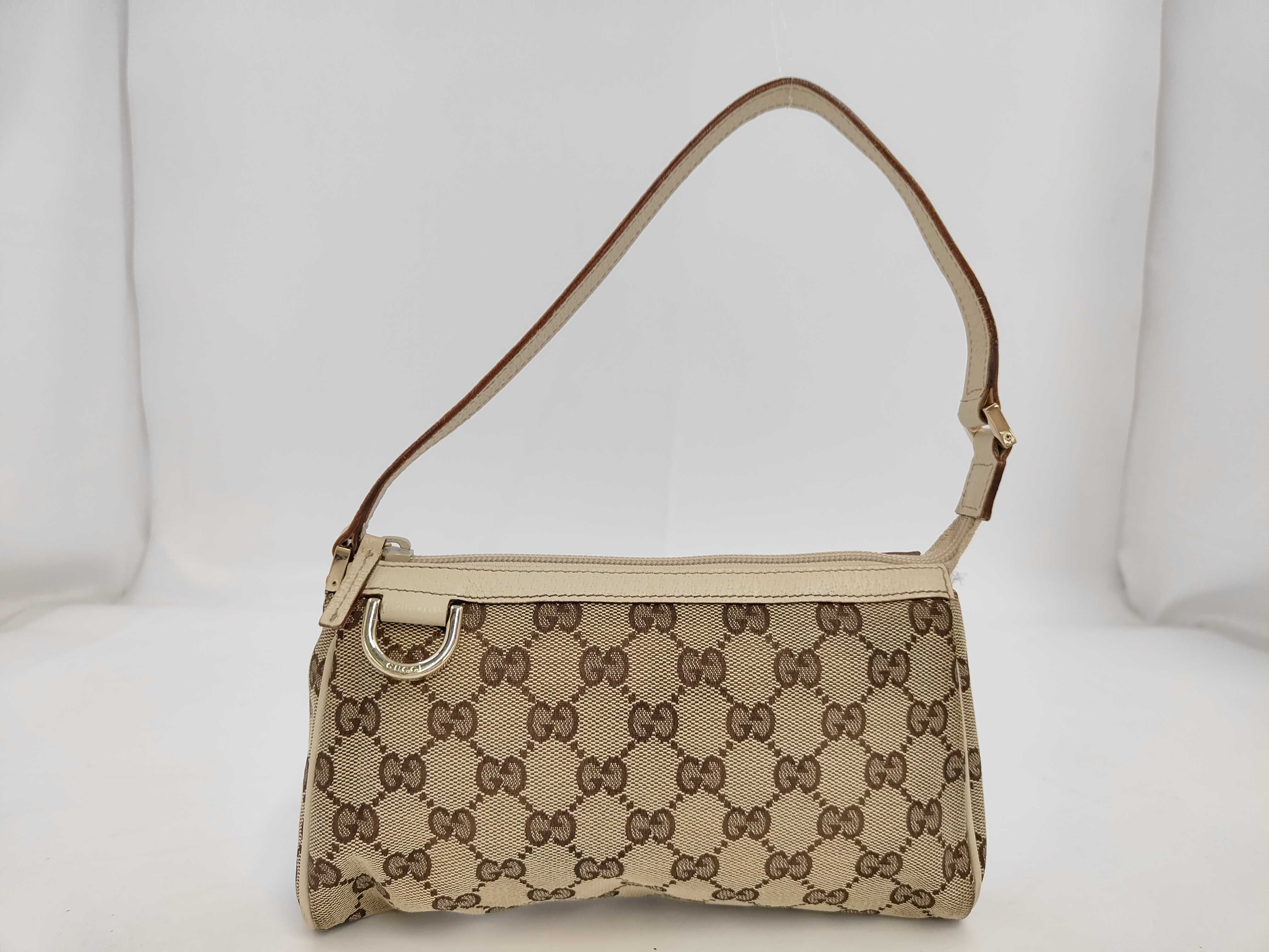 GG Canvas Handbag Leather Beige 145750 Handbag