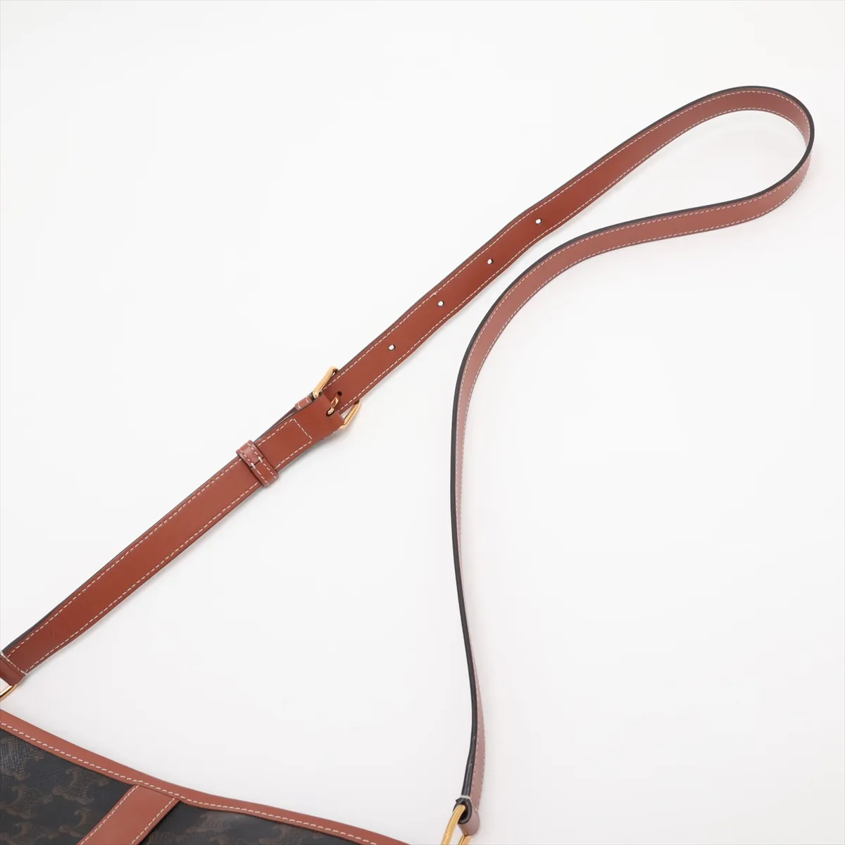 Triomphe Small Bucket PVC x Leather Shoulder Bag, Brown — view 5