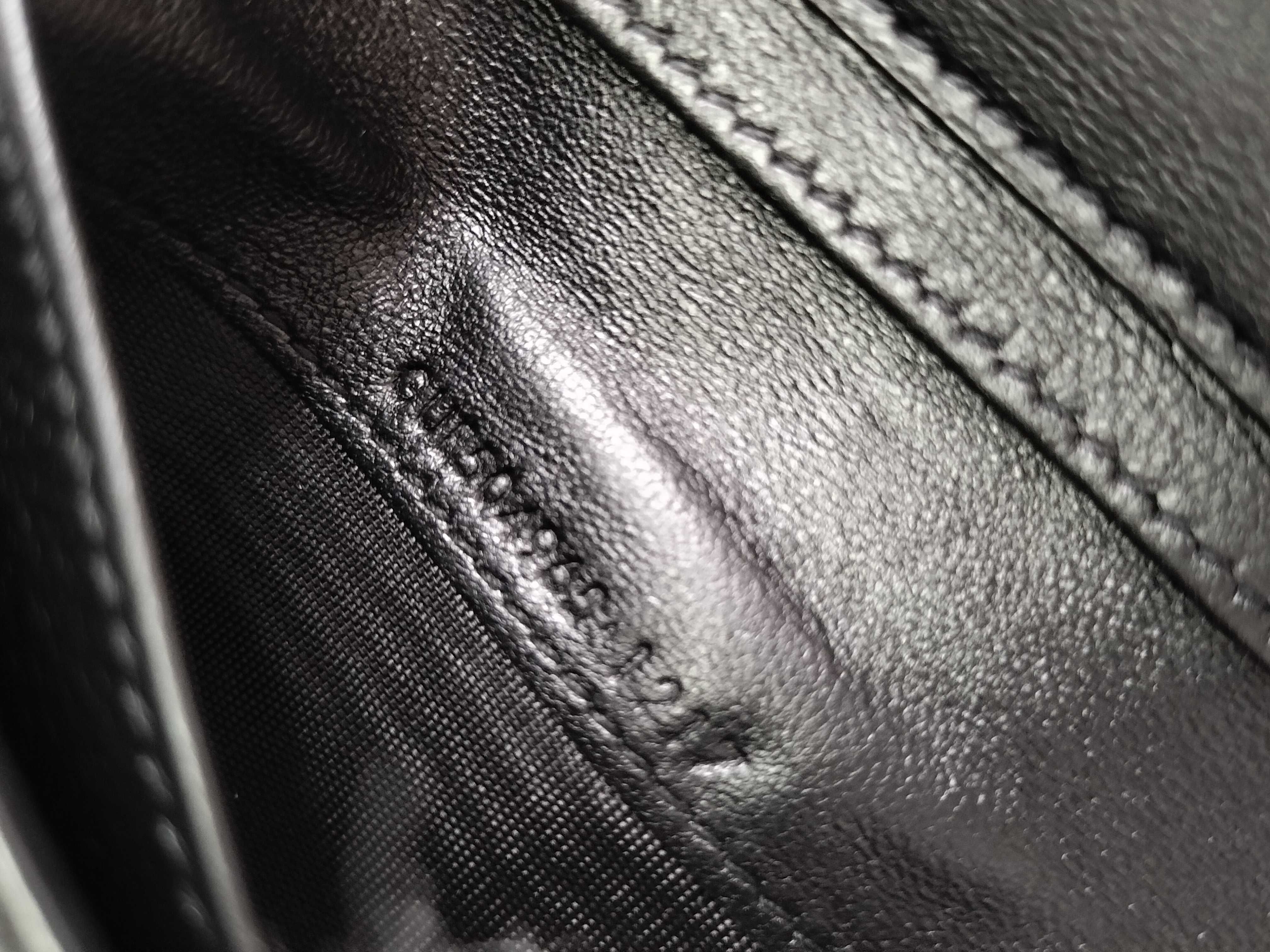 Cassandra Leather Compact Wallet, Black, with serial number, box, and card slots. — view 12