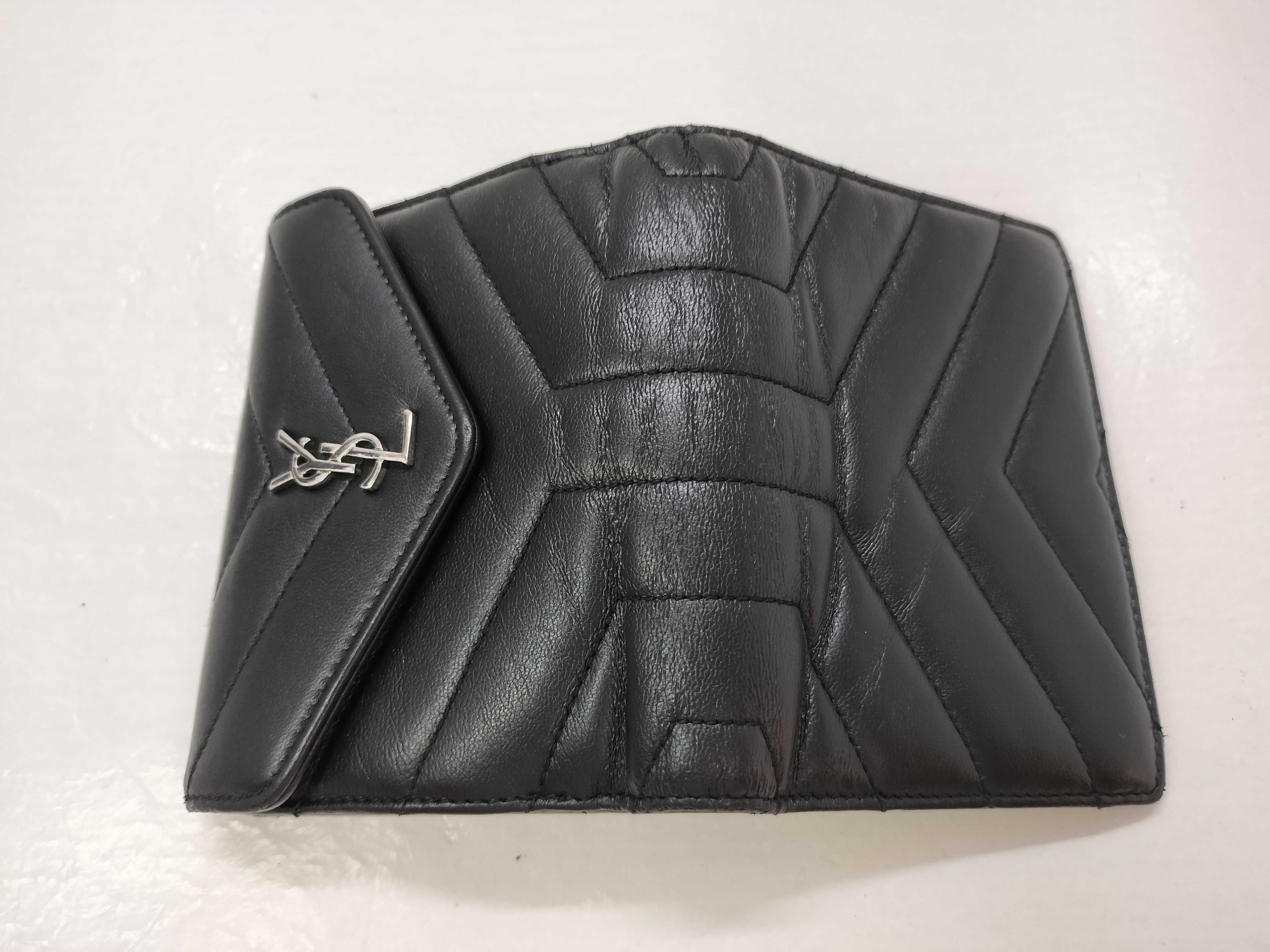 Cassandra Leather Compact Wallet, Black, with serial number, box, and card slots. — view 13