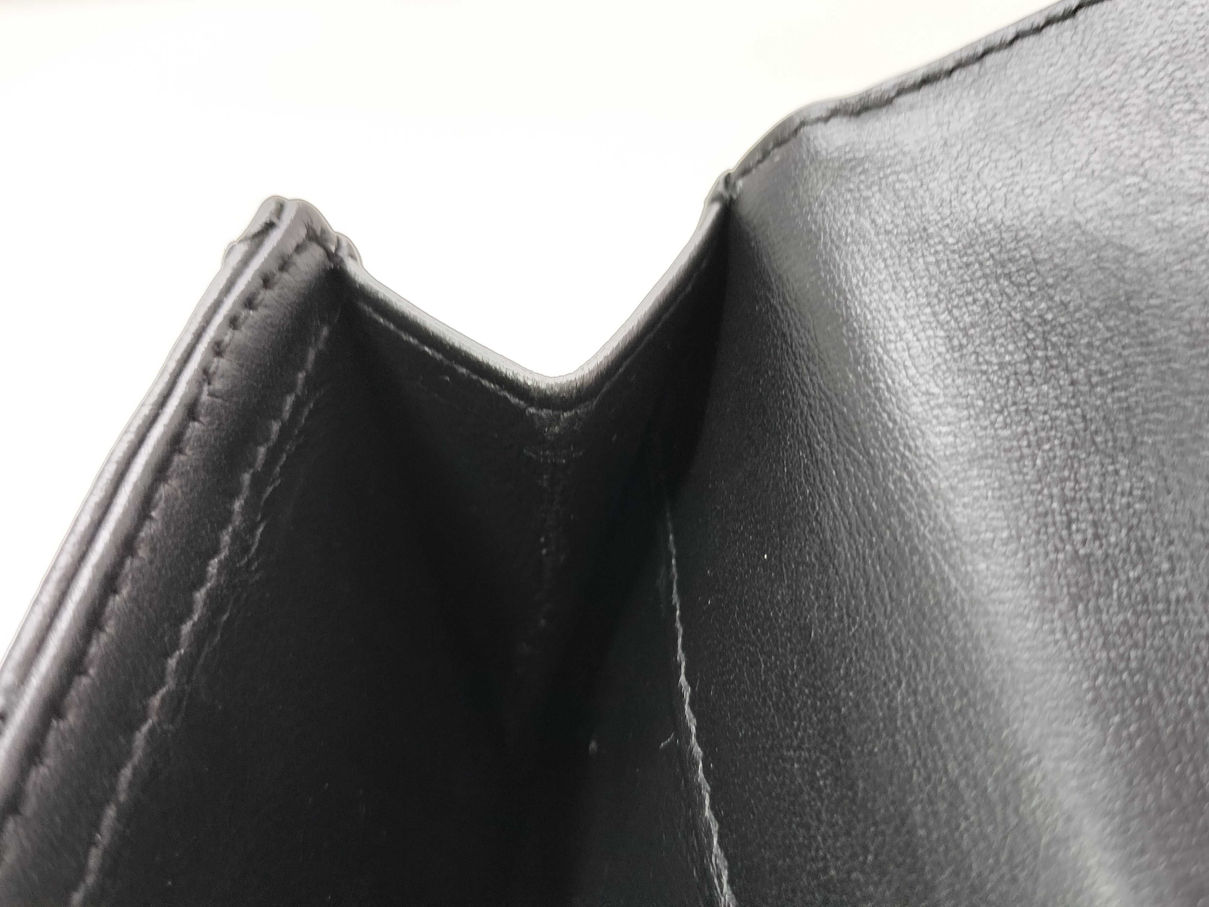 Cassandra Leather Compact Wallet, Black, with serial number, box, and card slots. — view 7