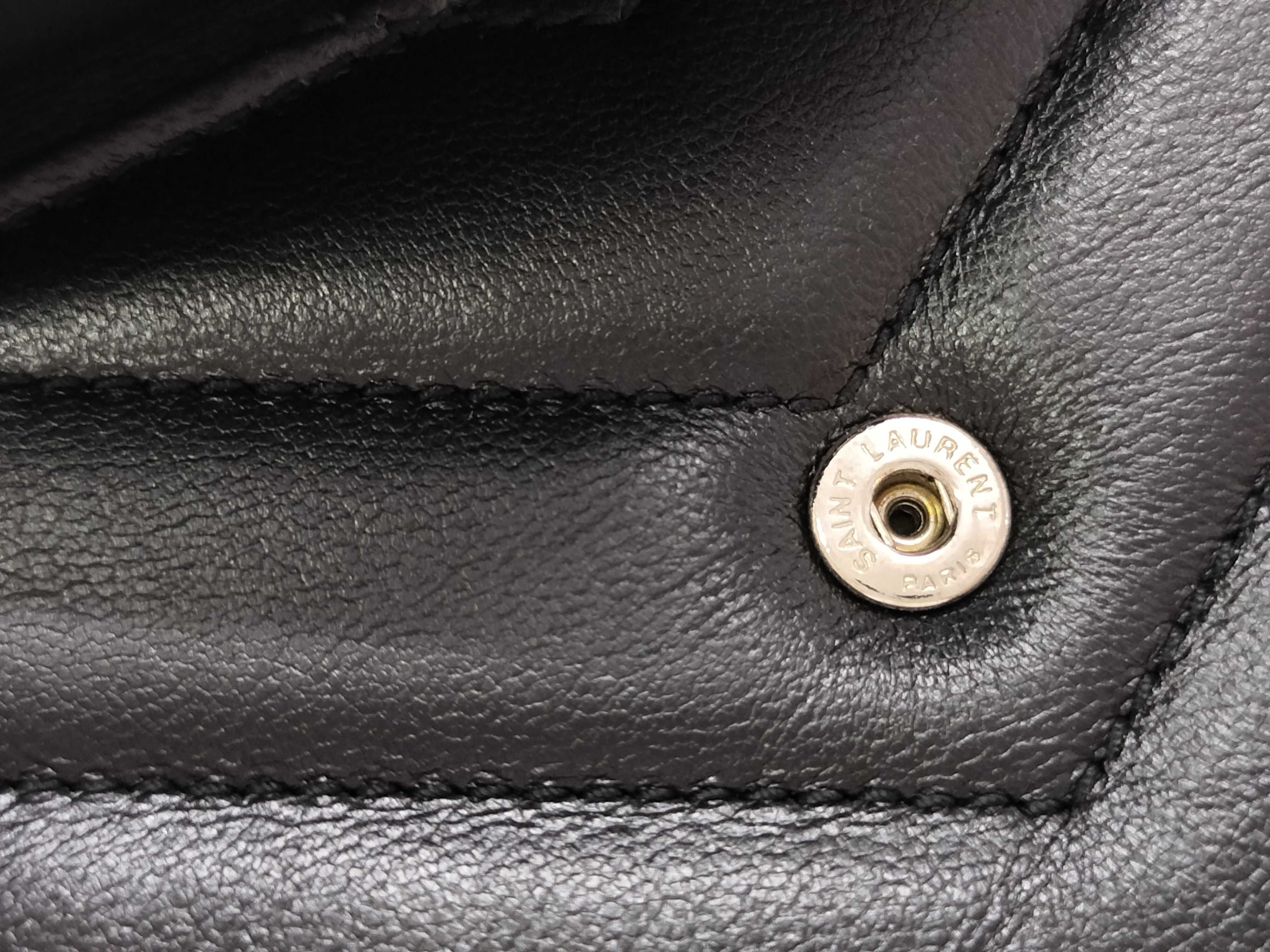 Cassandra Leather Compact Wallet, Black, with serial number, box, and card slots. — view 9