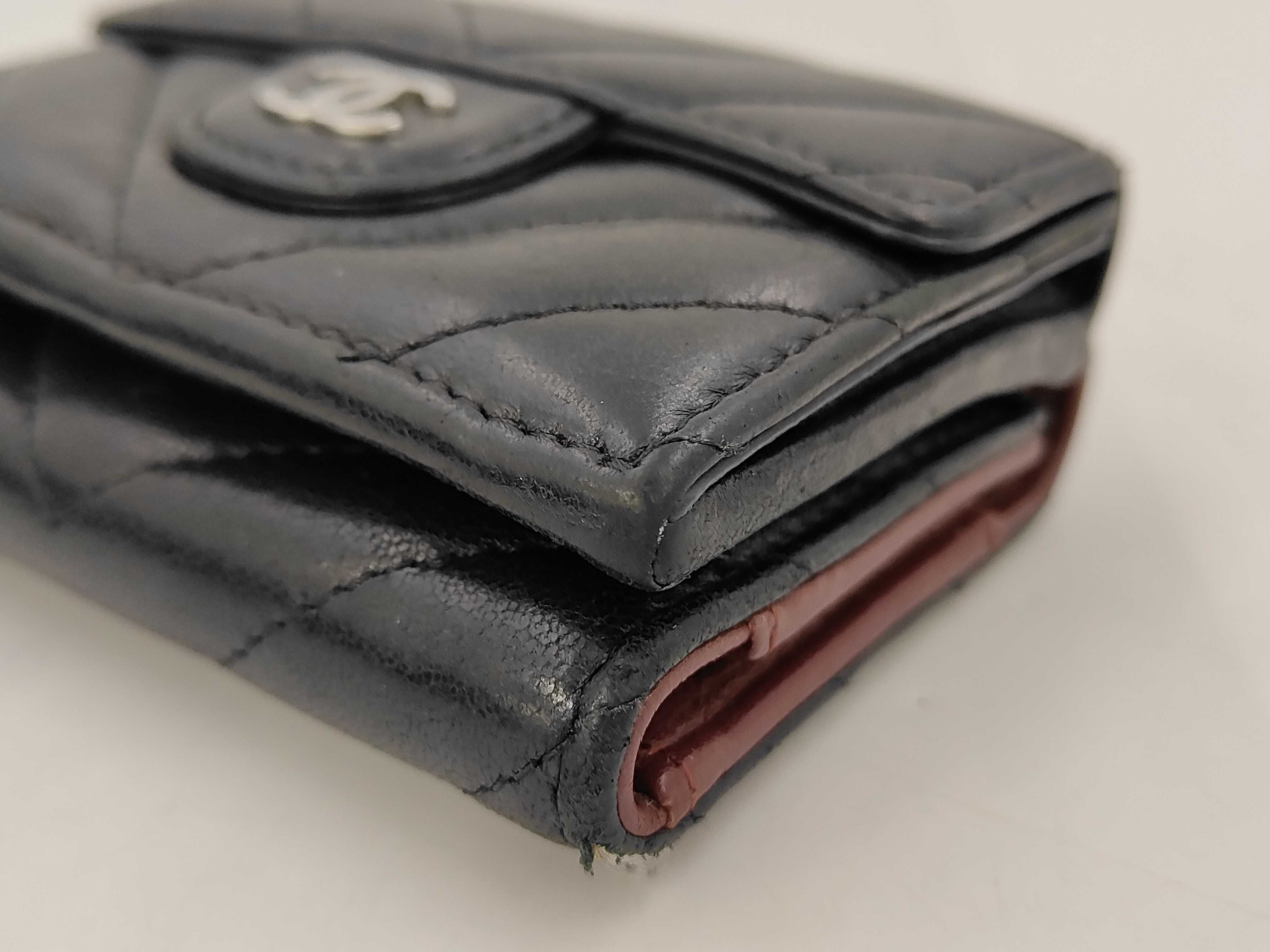 Matelassé Tri-fold Wallet, Lambskin, Black, Random Color, Complete with Accessories — view 3