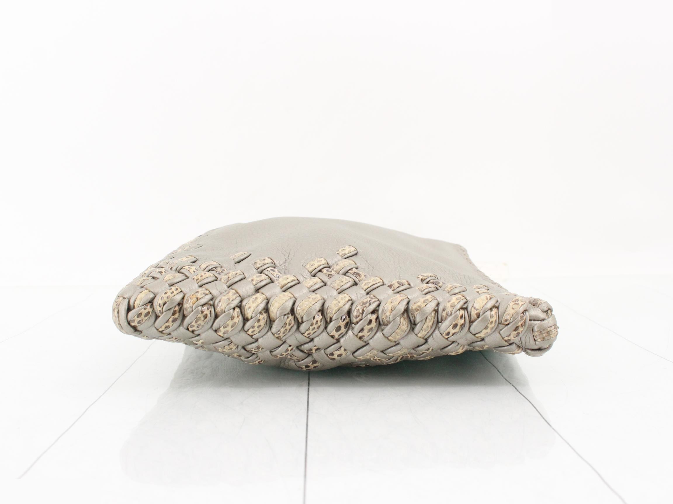 Leather clutch bag, silver — view 3