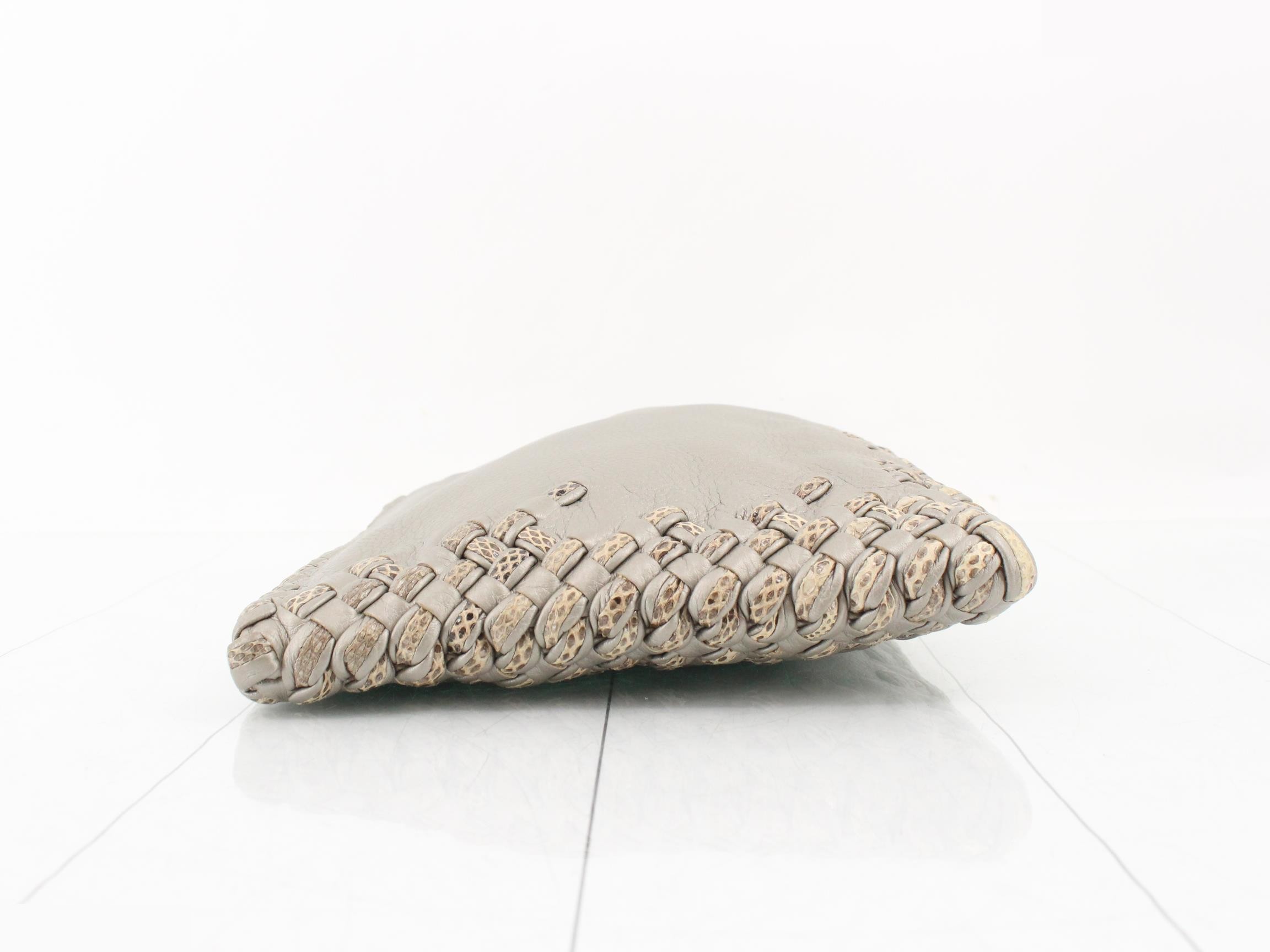 Leather clutch bag, silver — view 4