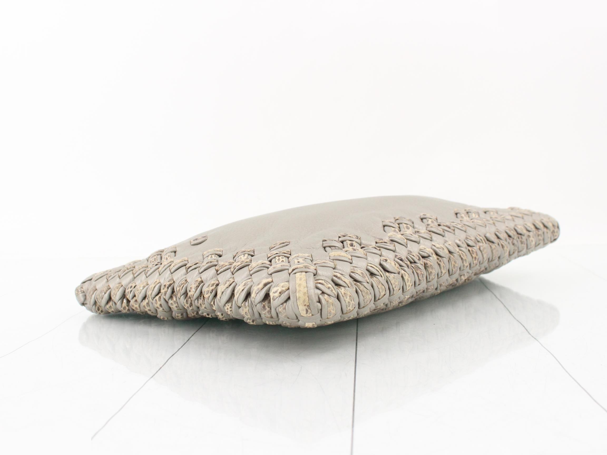Leather clutch bag, silver — view 5
