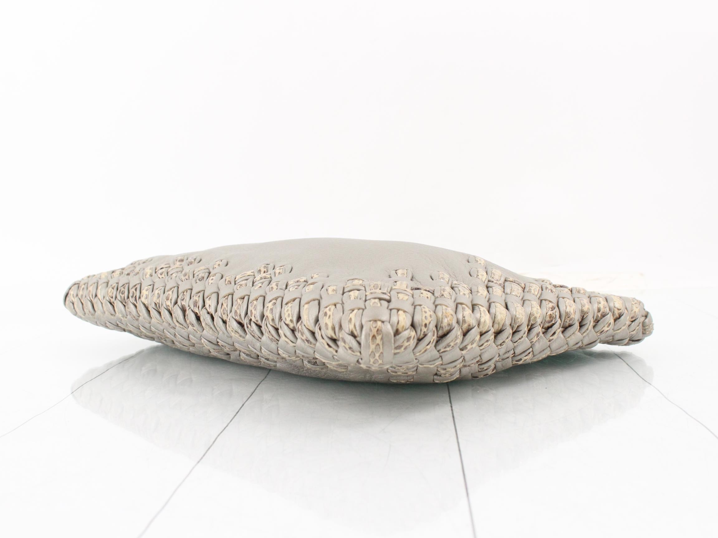 Leather clutch bag, silver — view 6