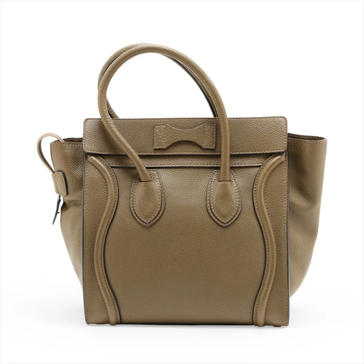 Luggage Micro Shopper Leather Handbag, Khaki — view 2