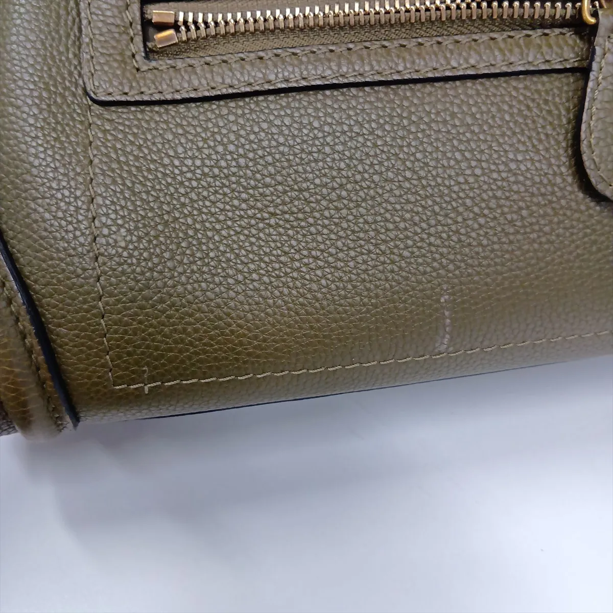 Luggage Micro Shopper Leather Handbag, Khaki — view 12