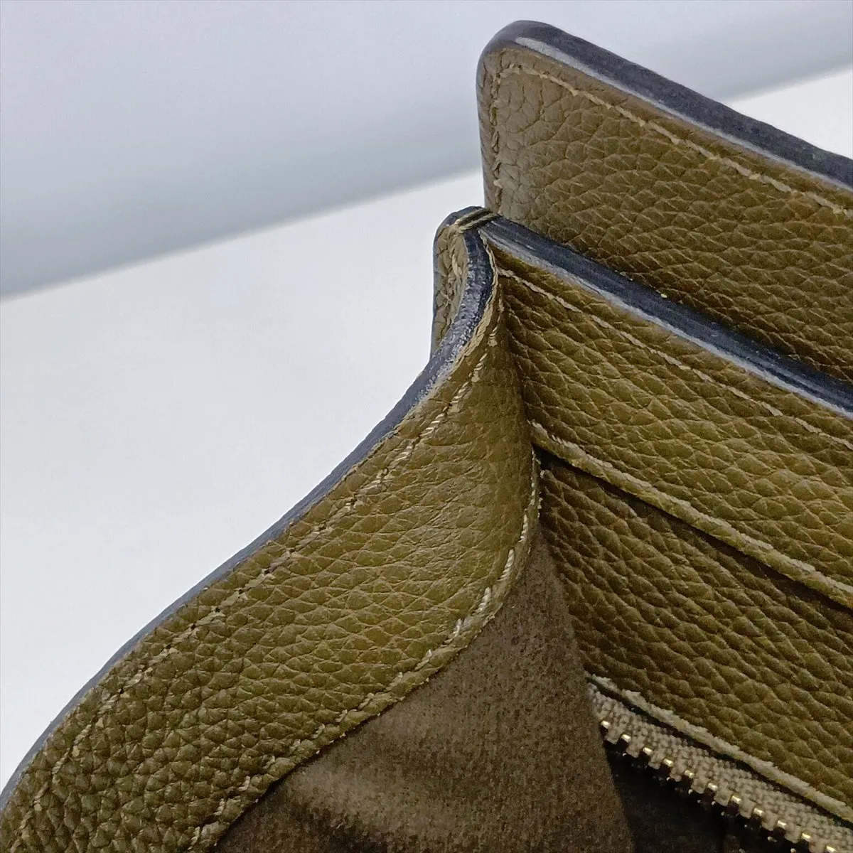 Luggage Micro Shopper Leather Handbag, Khaki — view 13