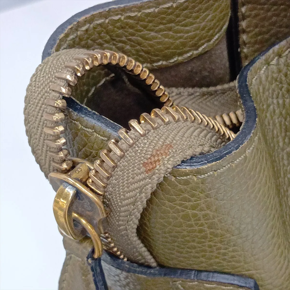 Luggage Micro Shopper Leather Handbag, Khaki — view 15
