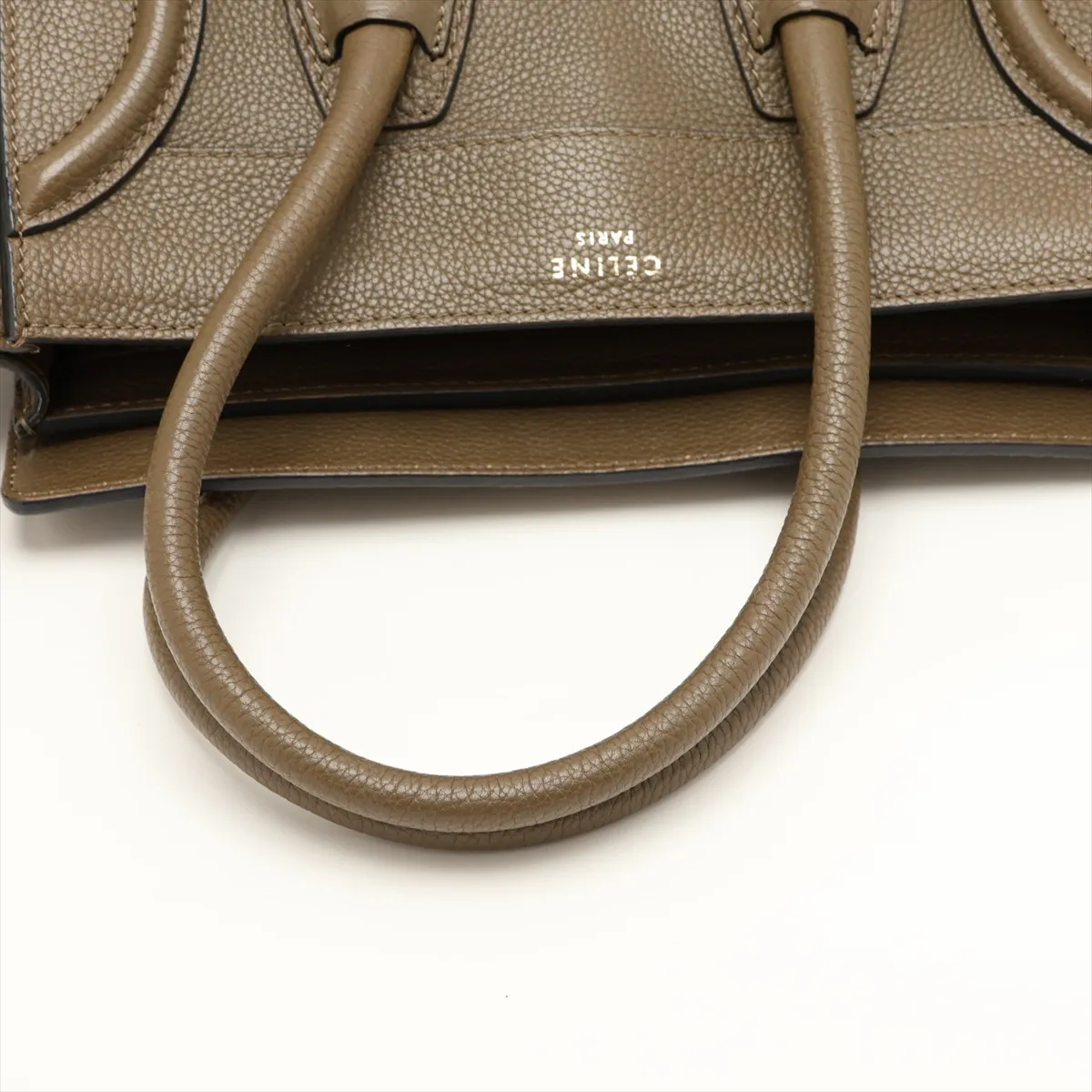 Luggage Micro Shopper Leather Handbag, Khaki — view 5