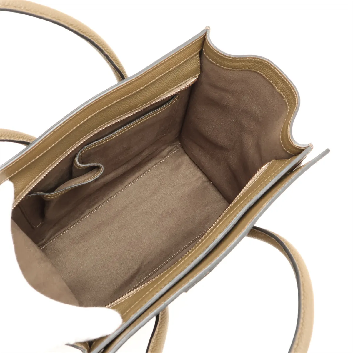 Luggage Micro Shopper Leather Handbag, Khaki — view 7
