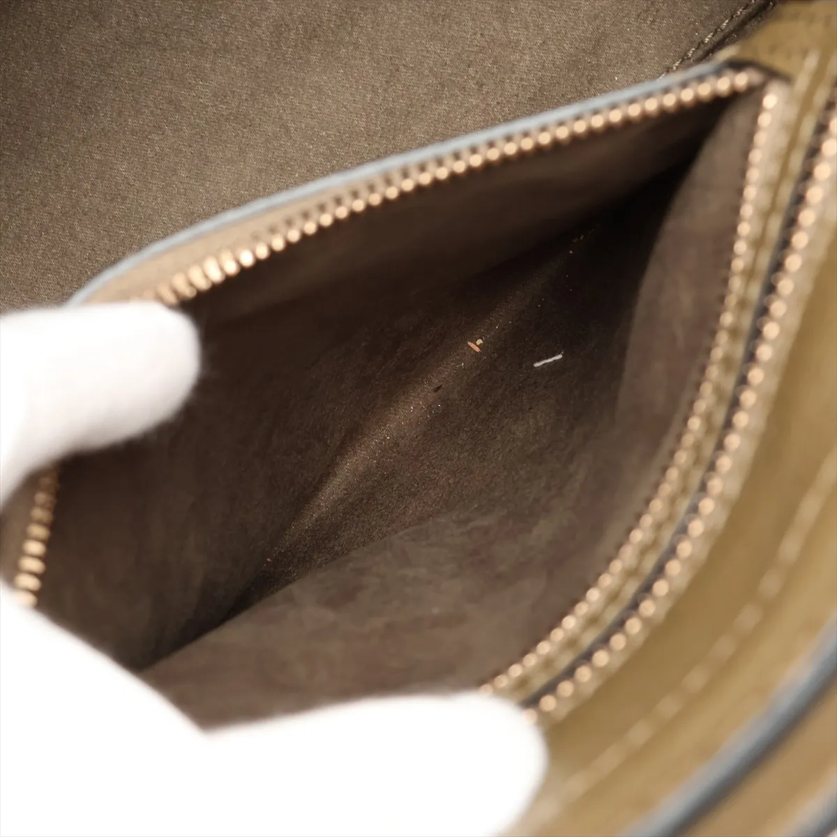 Luggage Micro Shopper Leather Handbag, Khaki — view 8
