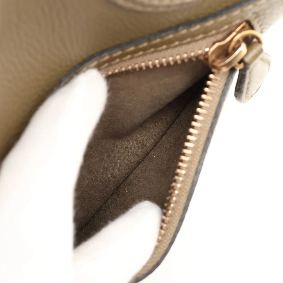 Luggage Micro Shopper Leather Handbag, Khaki — view 10