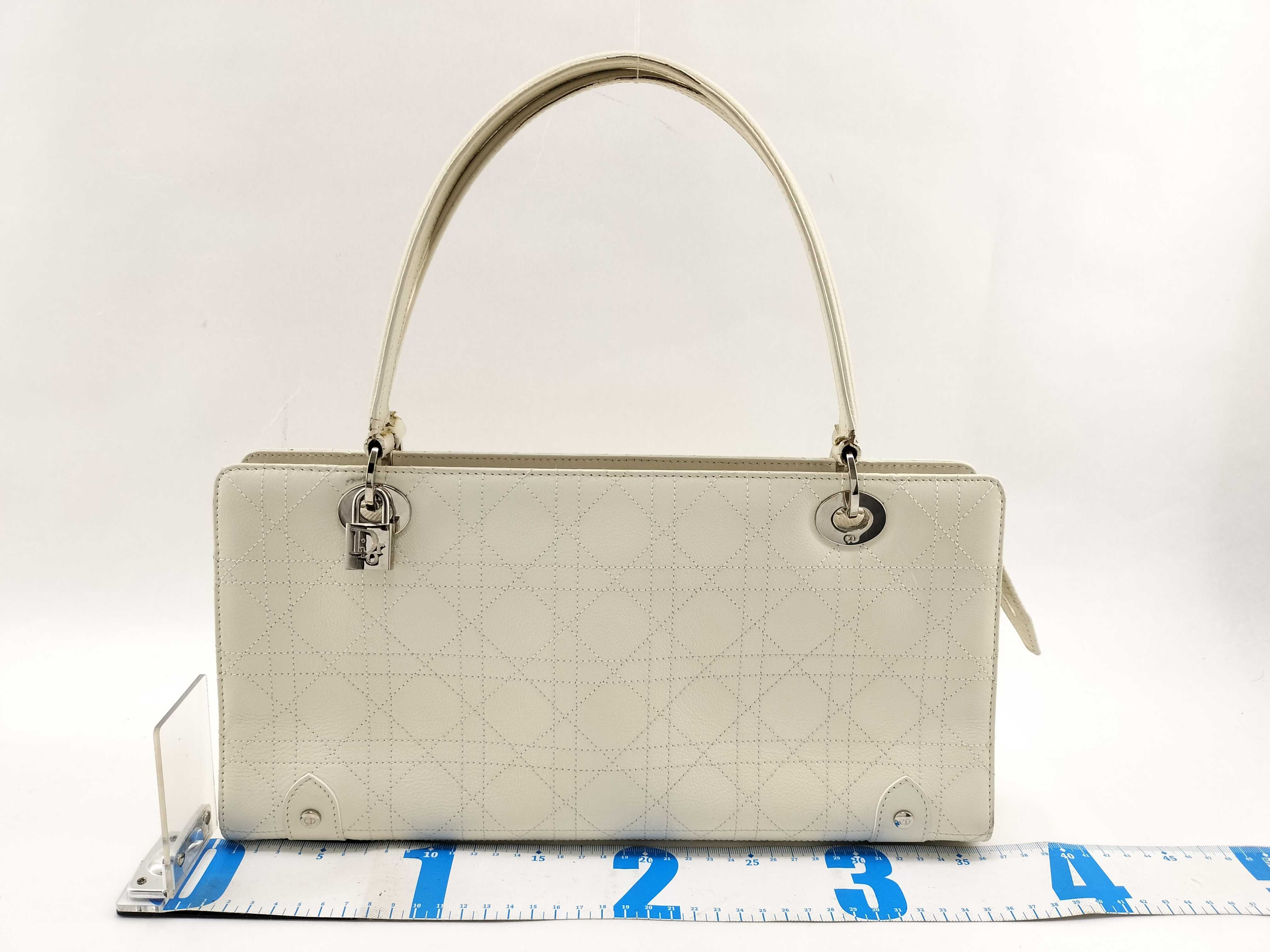 Lady Dior Cannage Handbag White Handbag — view 2