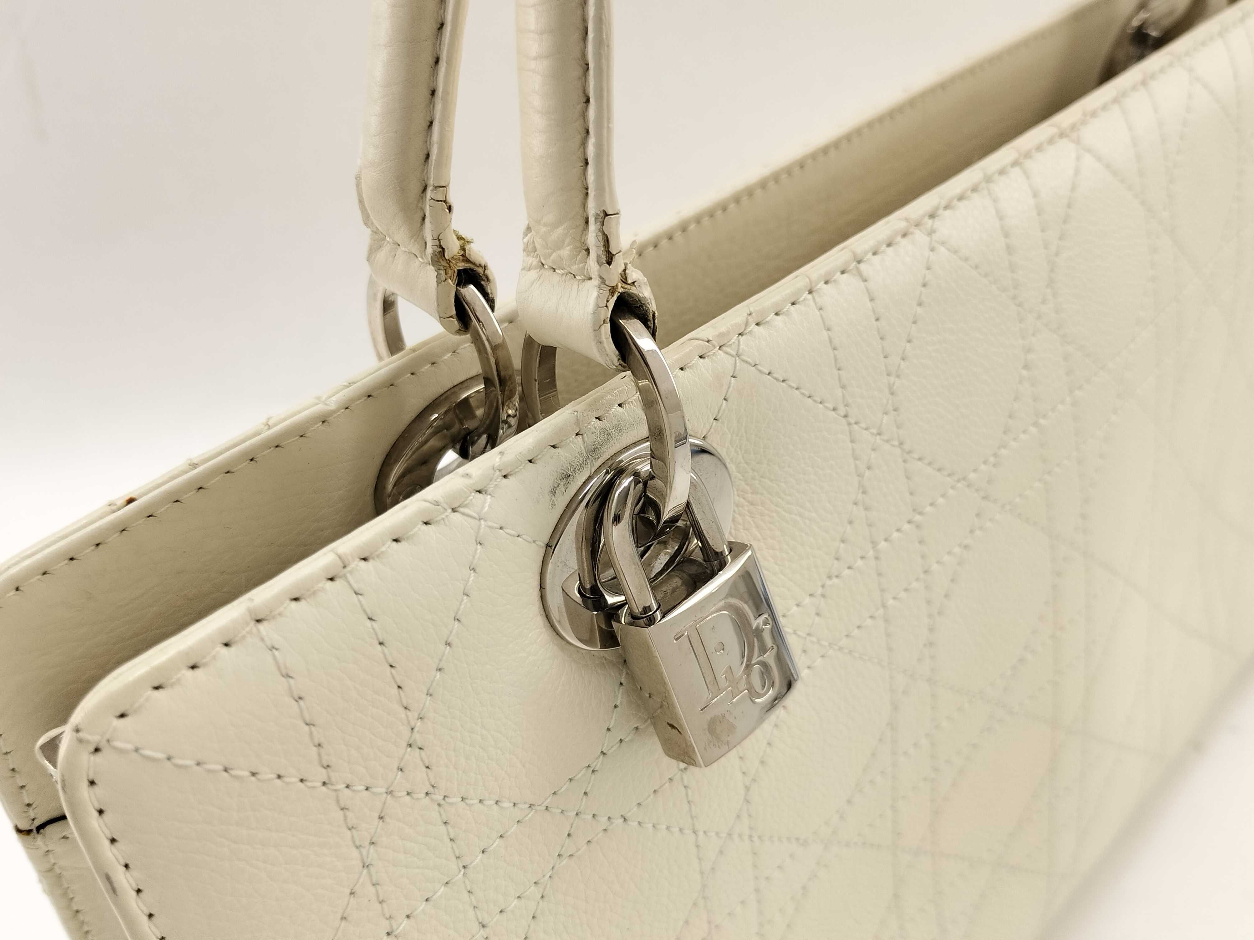 Lady Dior Cannage Handbag White Handbag — view 3