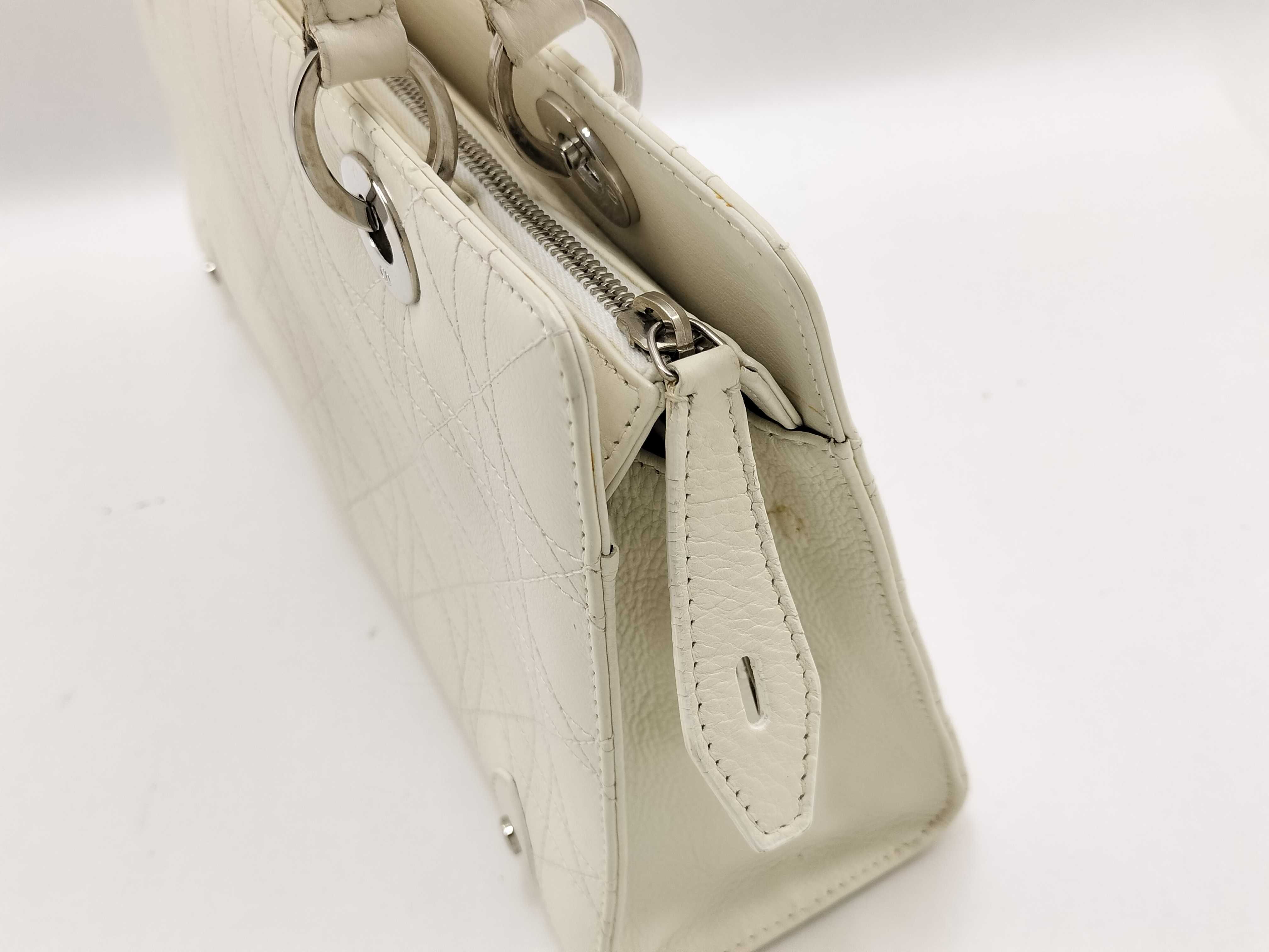 Lady Dior Cannage Handbag White Handbag — view 4