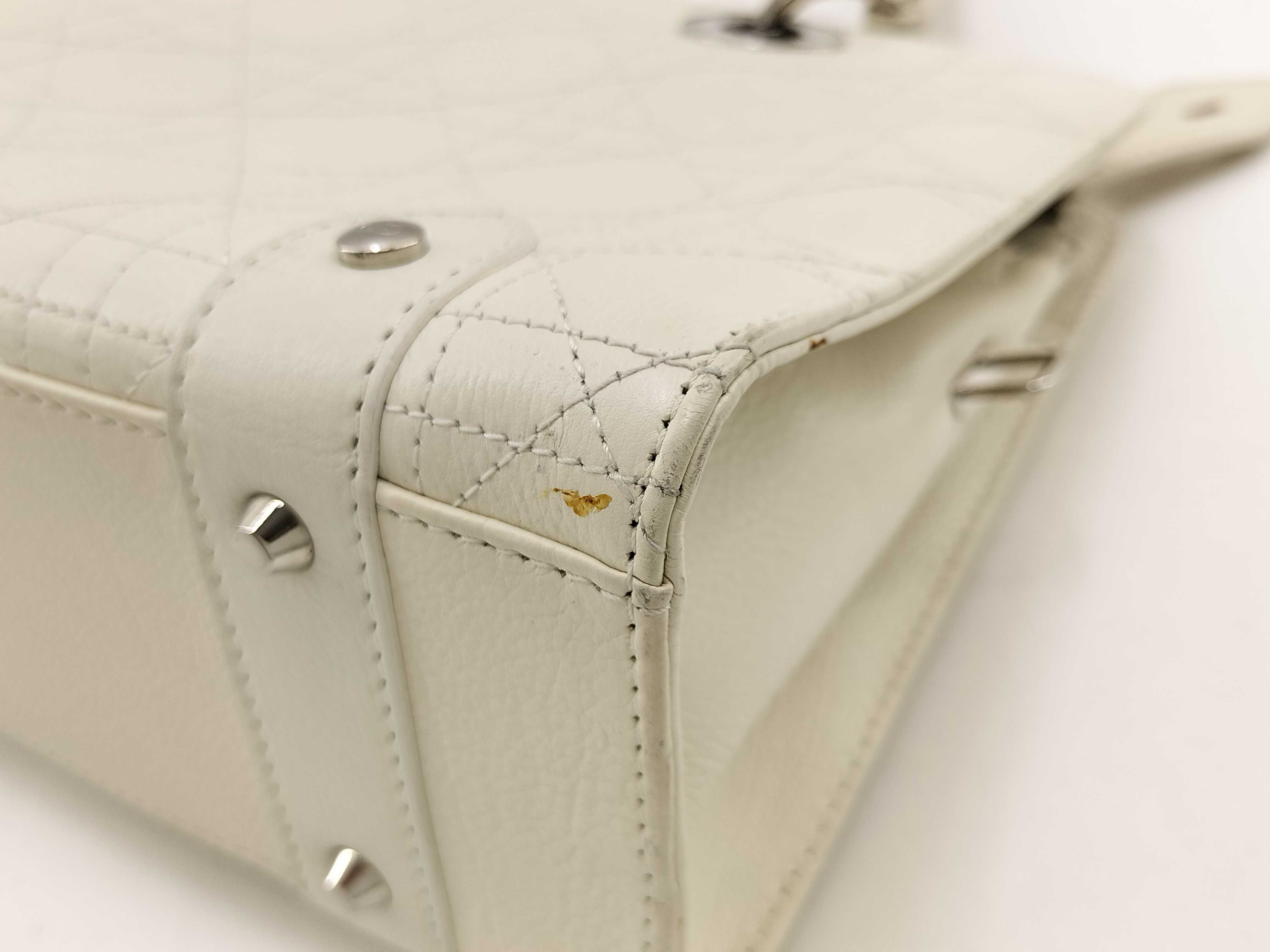 Lady Dior Cannage Handbag White Handbag — view 9