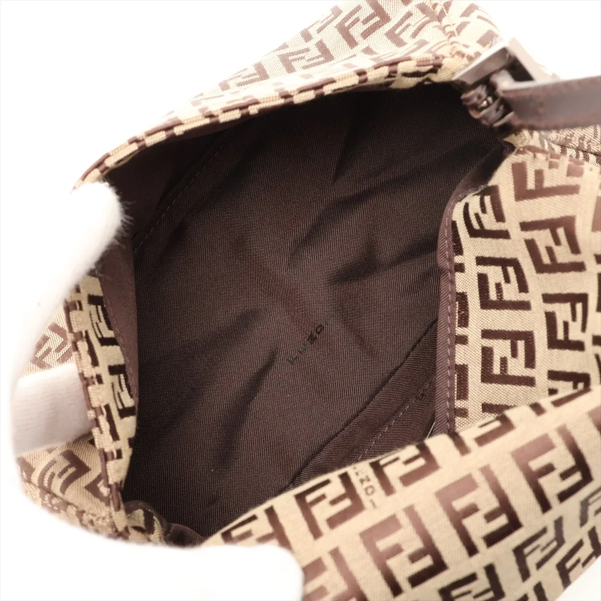 Zucchino Mamma Bucket Canvas x Leather Shoulder Bag, Brown 8BR180 — view 7