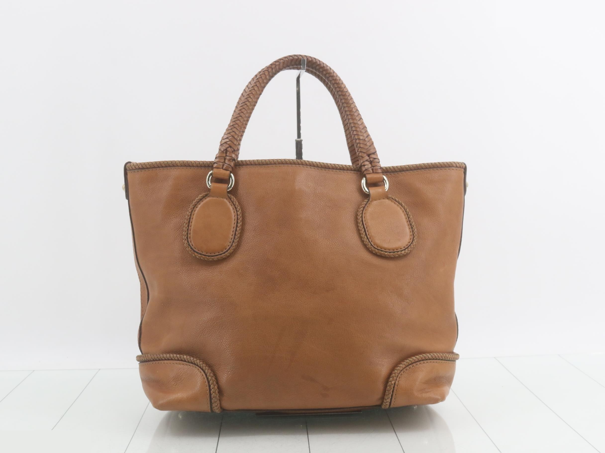 Marrakech Leather Tote Bag, Brown — view 2
