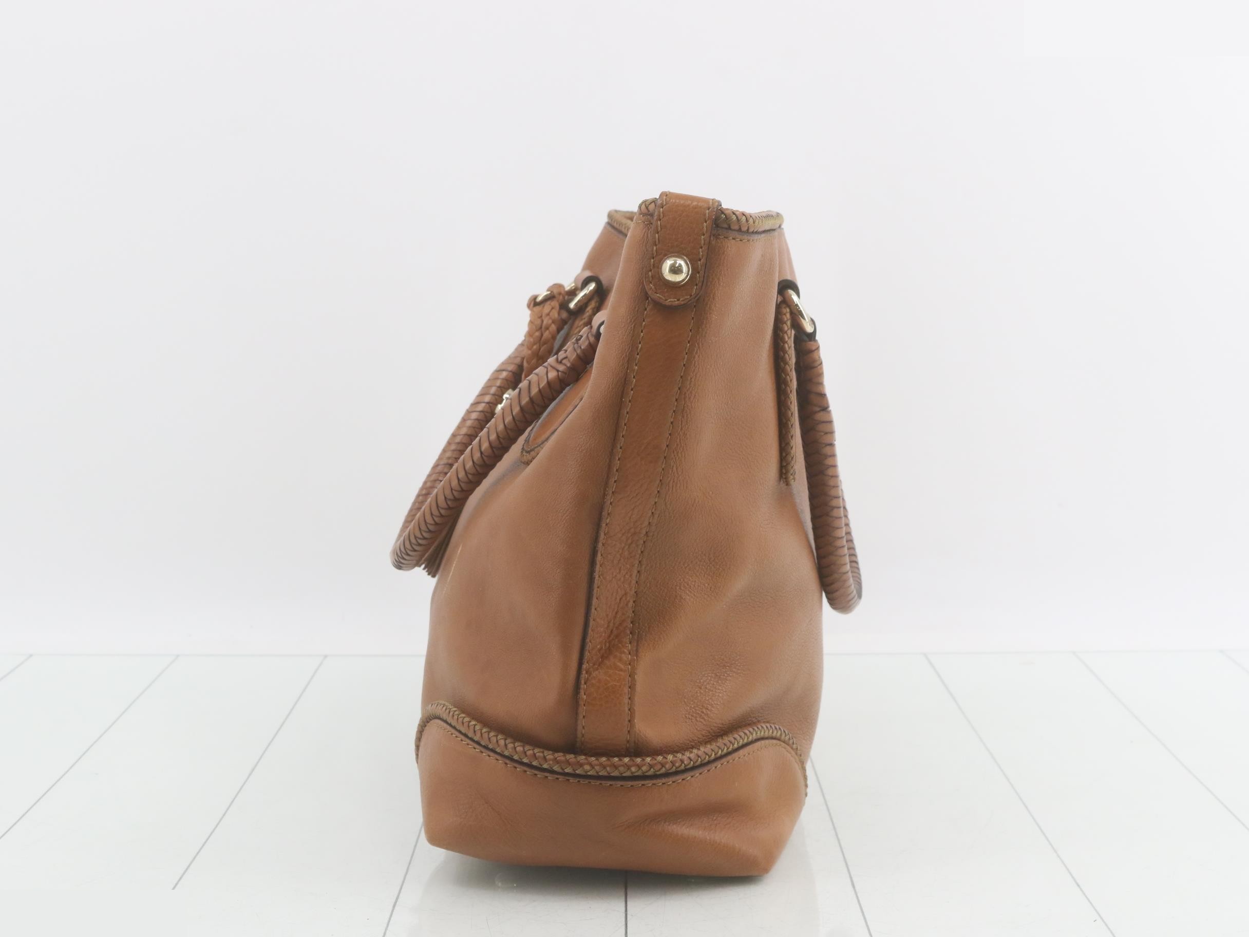 Marrakech Leather Tote Bag, Brown — view 3