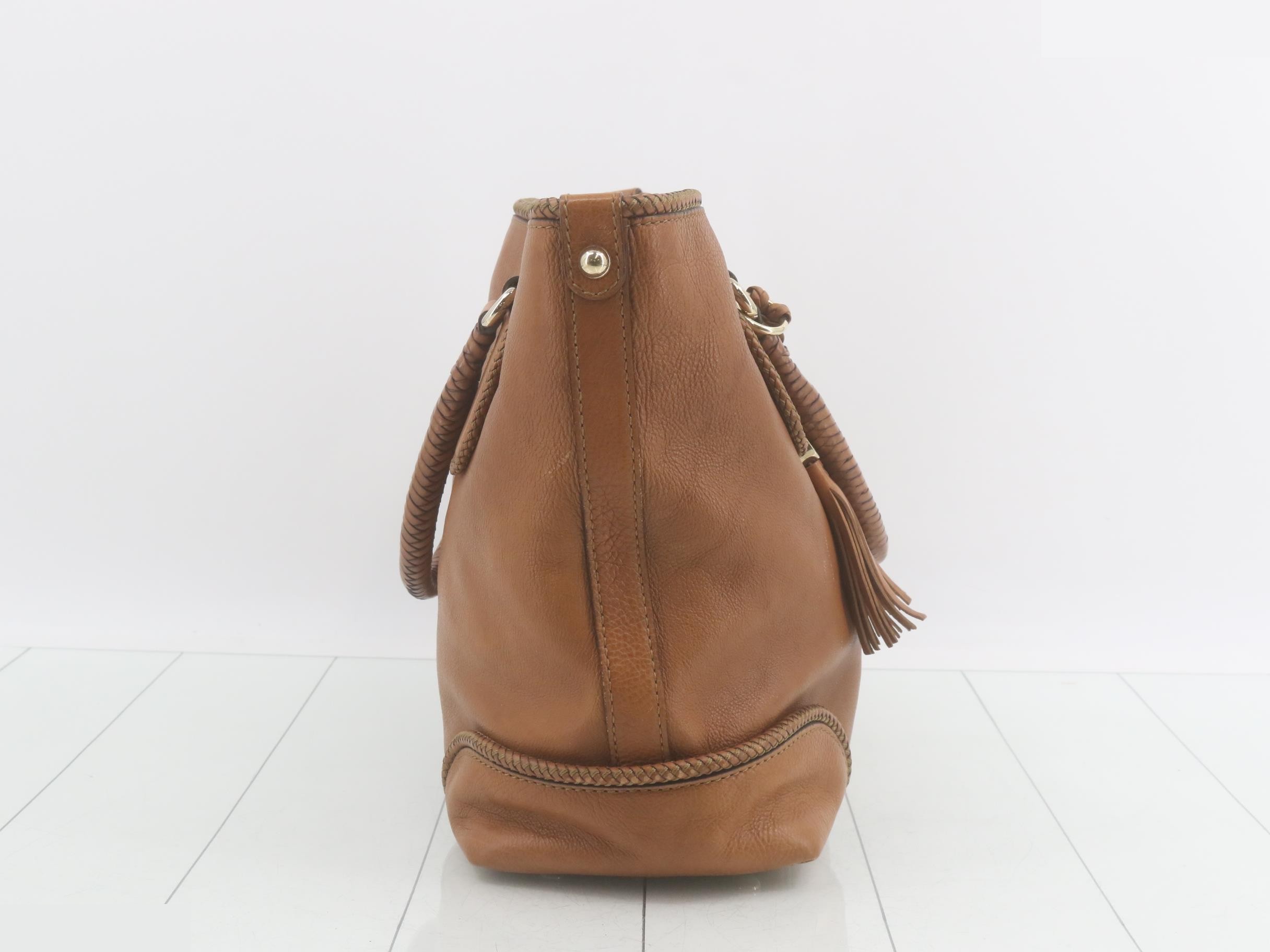 Marrakech Leather Tote Bag, Brown — view 4