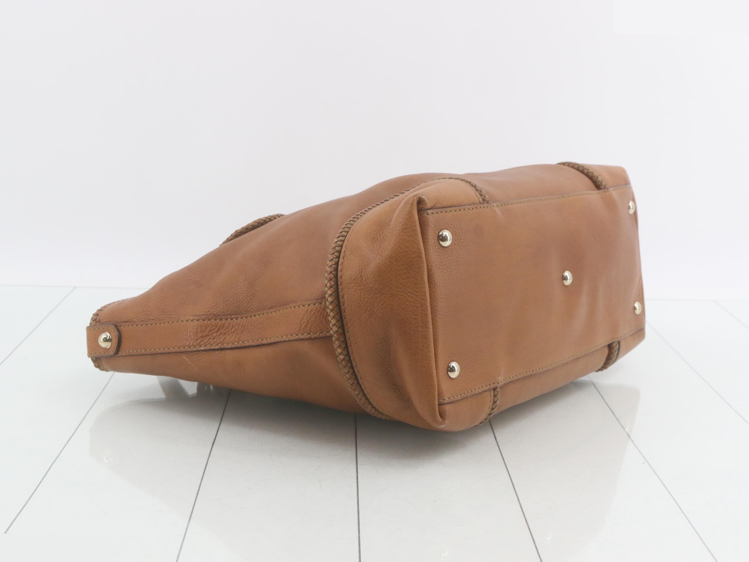 Marrakech Leather Tote Bag, Brown — view 5