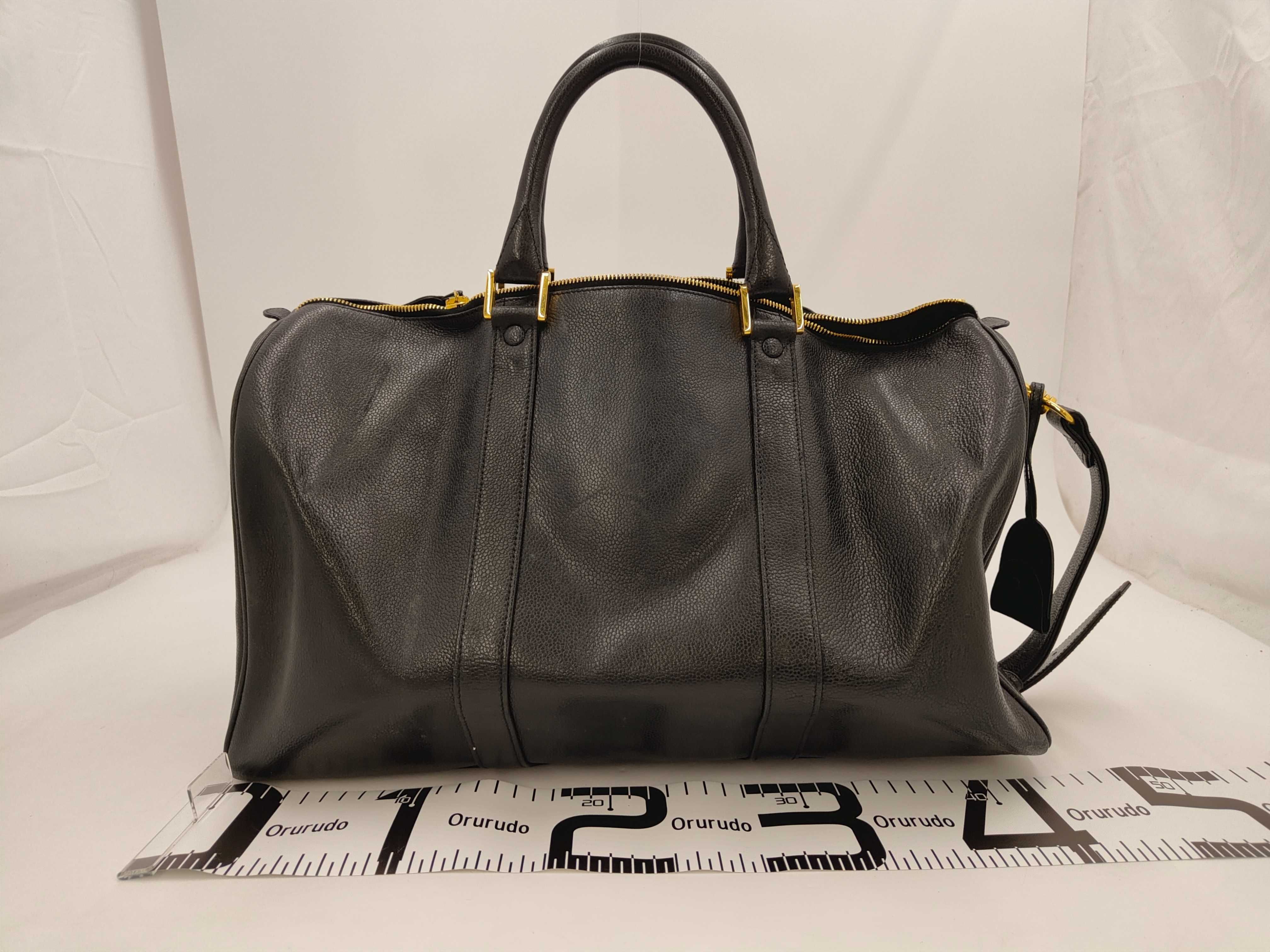 Boston bag, black caviar leather bag — view 2