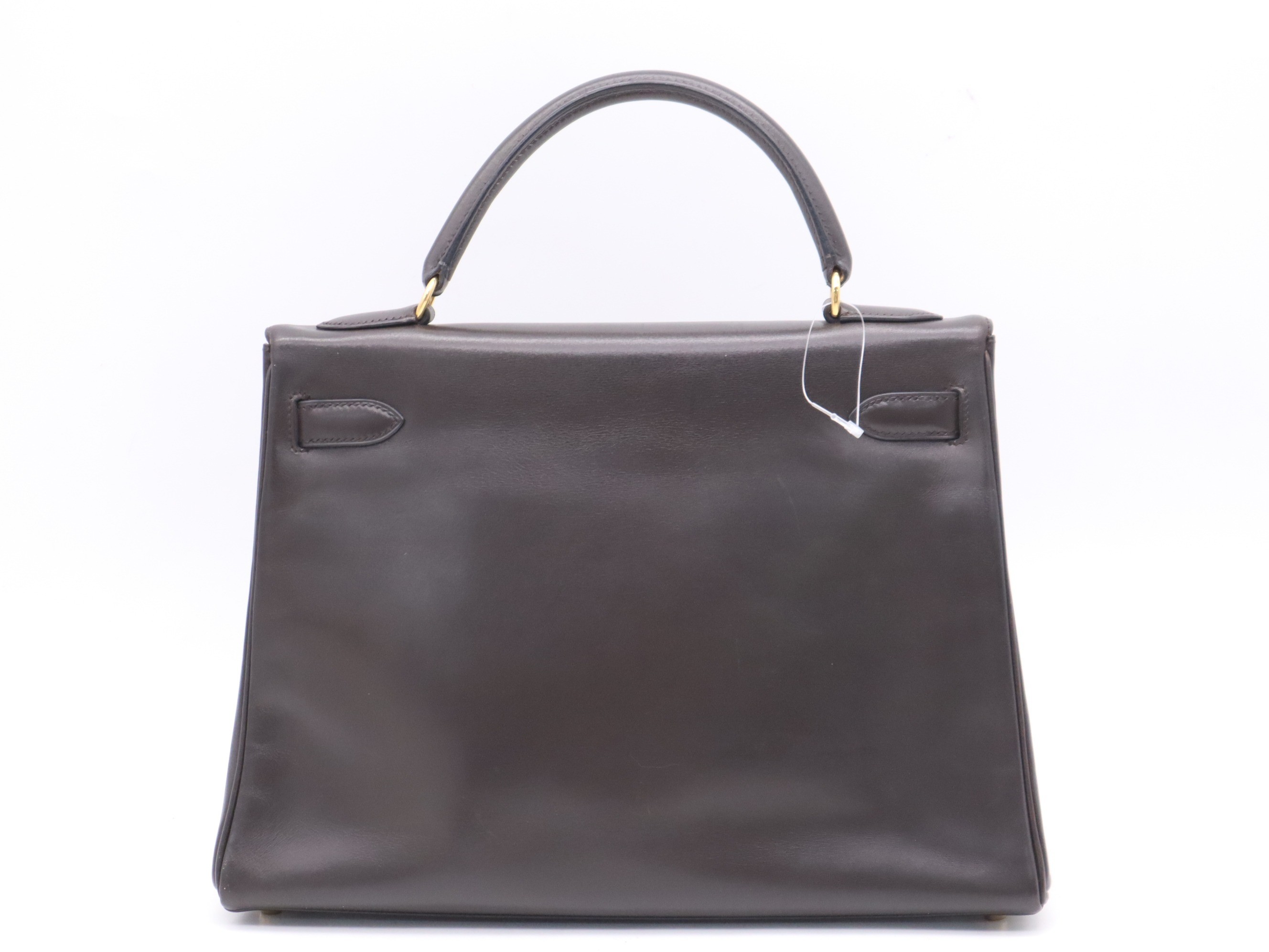 Leather Kelly 32 2-way handbag, dark brown, gold hardware, shoulder strap. — view 2