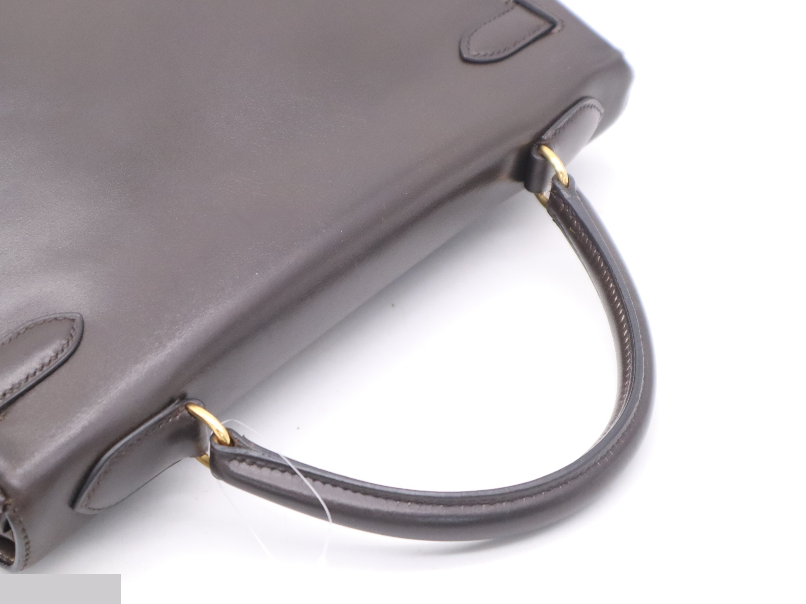 Leather Kelly 32 2-way handbag, dark brown, gold hardware, shoulder strap. — view 6
