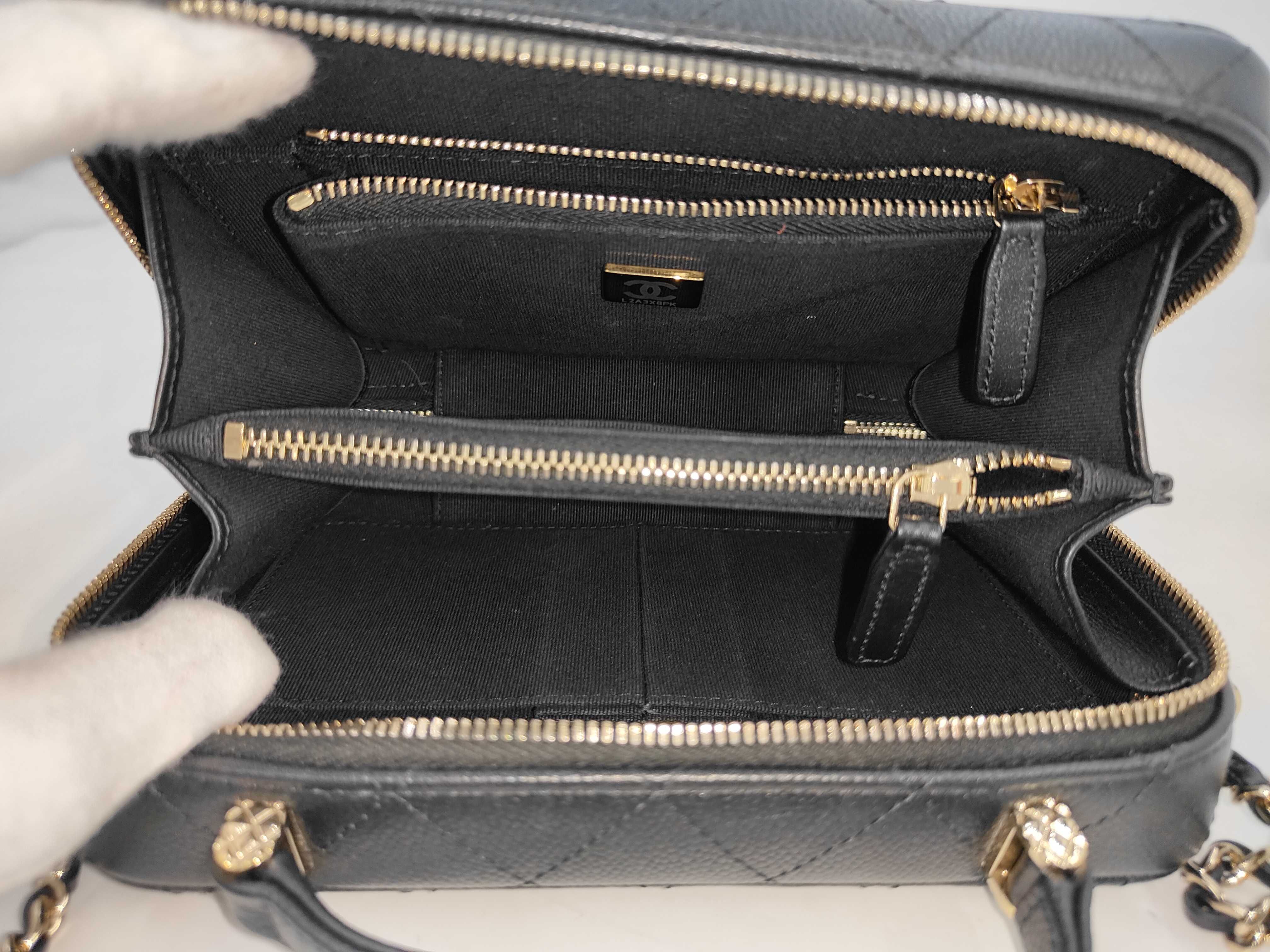 Chain 2-Way Bag, Caviar Leather, Black, L2A3X8PK Shoulder Bag — view 8