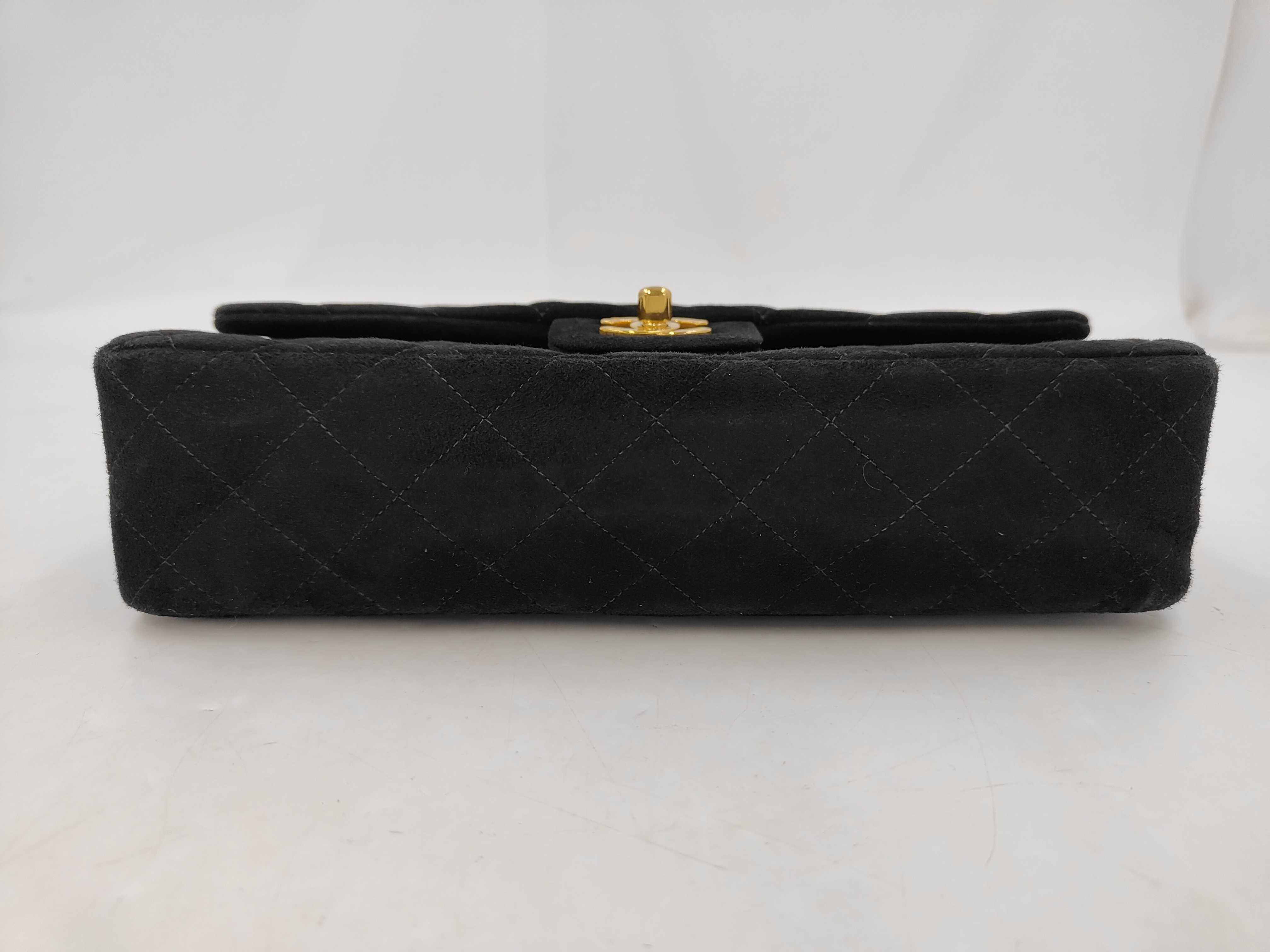 Matelassé Double Flap Chain Shoulder Bag, Size 25, Suede, Black, Serial Number 5 (Shoulder Bag) — view 5